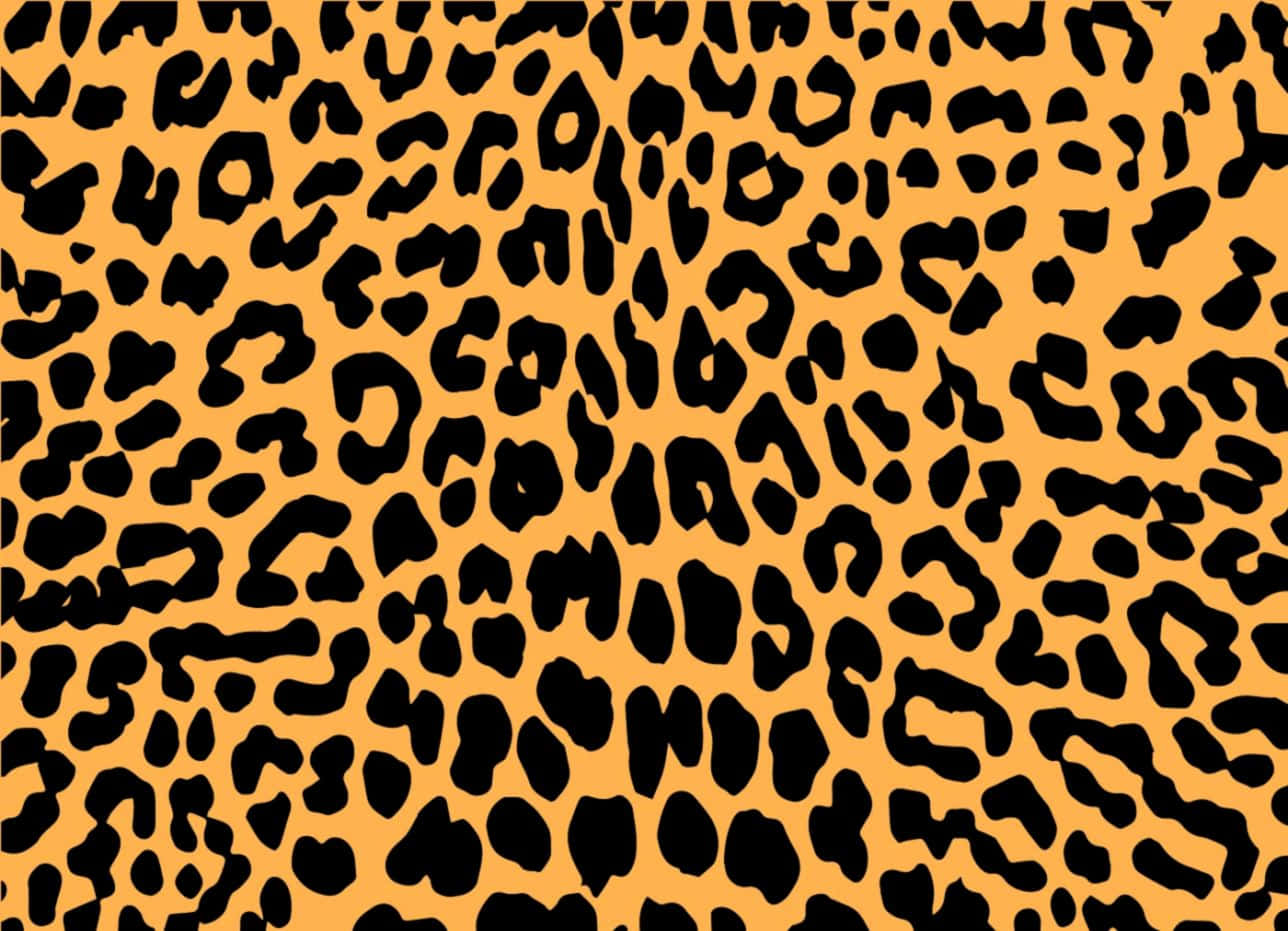 leopard pattern, orange background, black leopard spots, HD Desktop Wallpaper