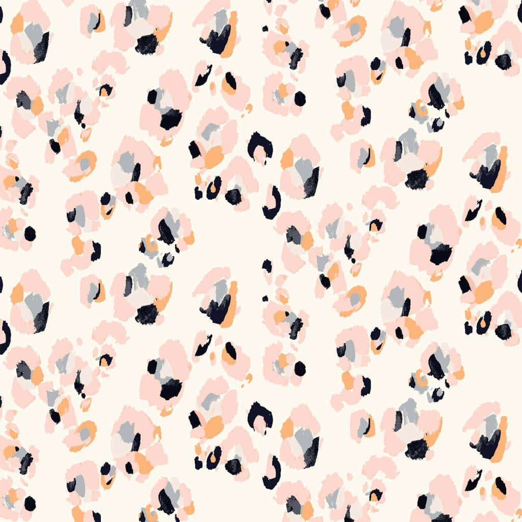 leopard pattern, pink orange, black, SD Desktop Wallpaper