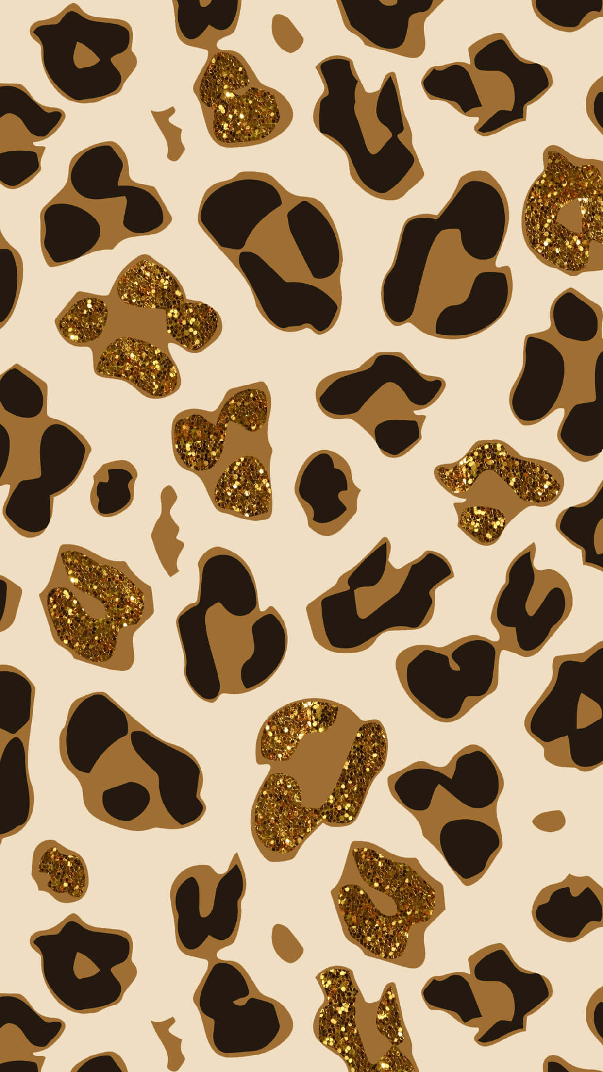 leopard print, glittery gold spots, beige background, Full HD Phone Wallpaper
