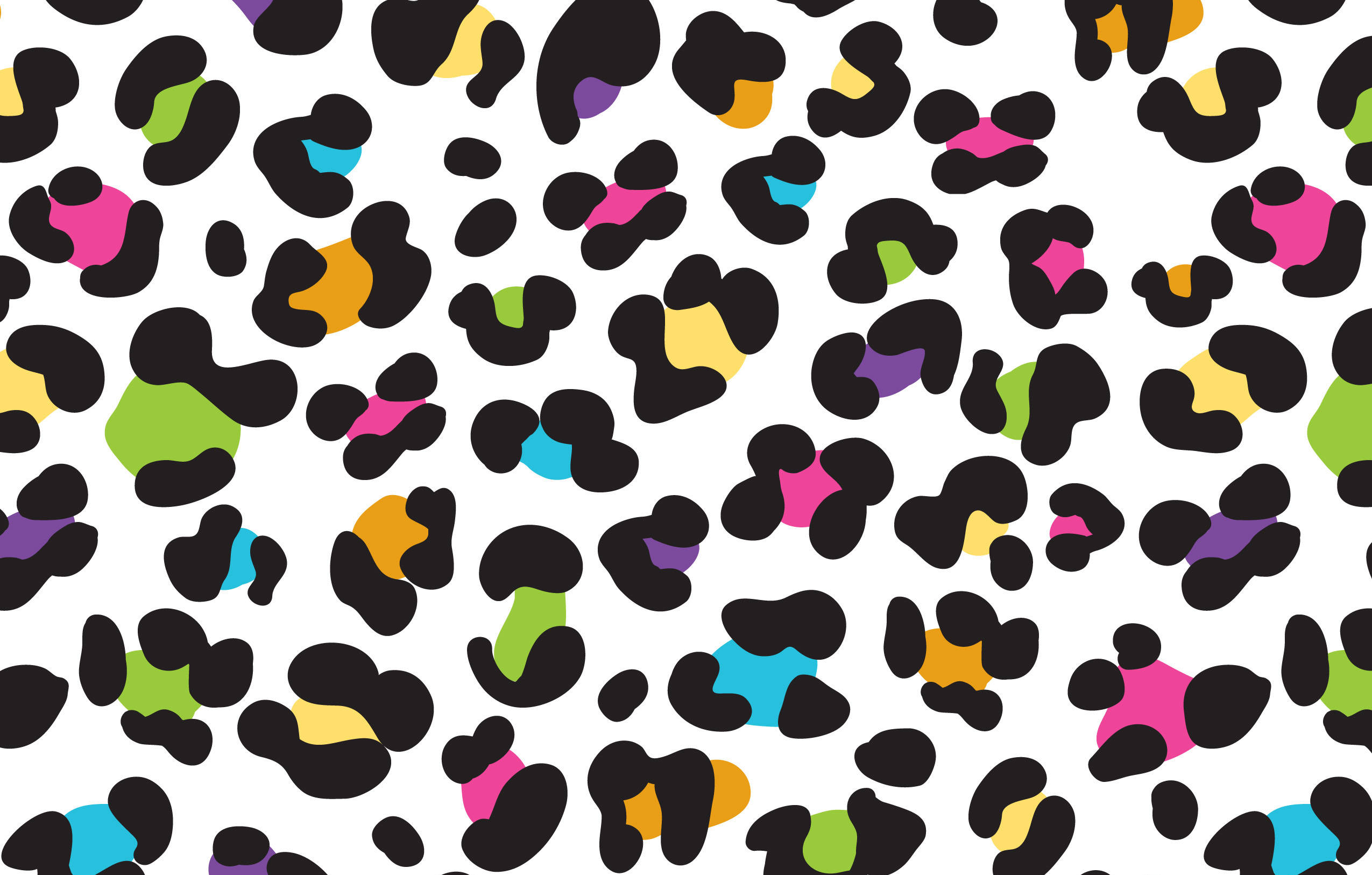colorful leopard print, black organic shapes, bright colors, Full HD Desktop Wallpaper