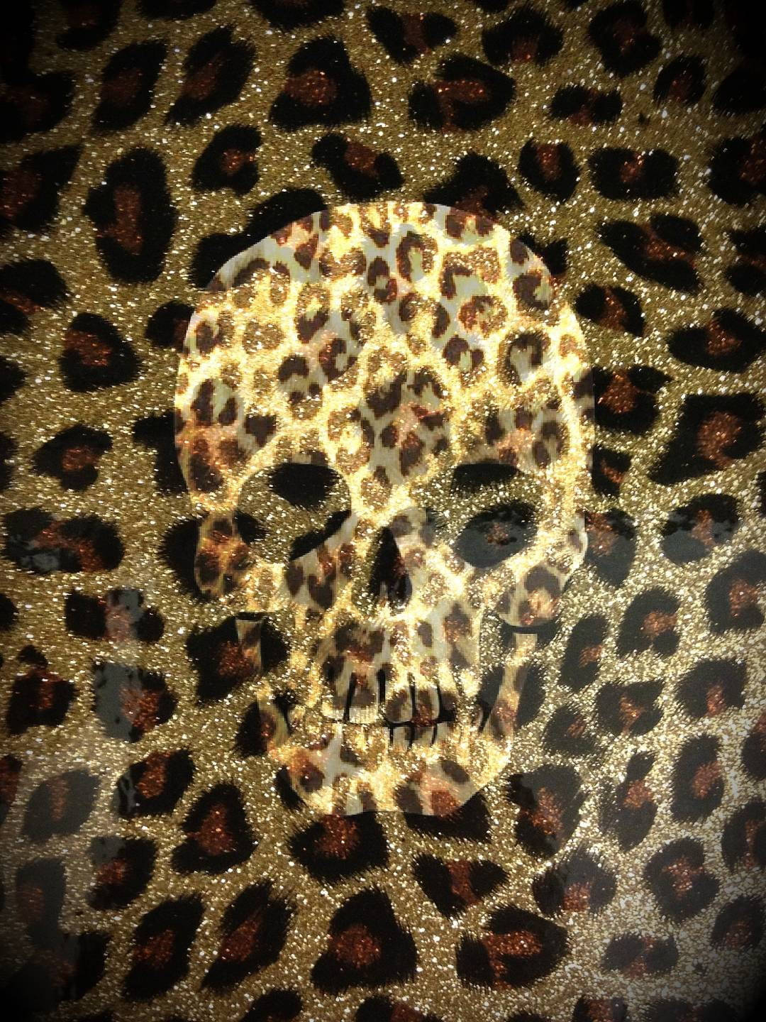 glittery gold, brown leopard print, skull, HD Phone Wallpaper