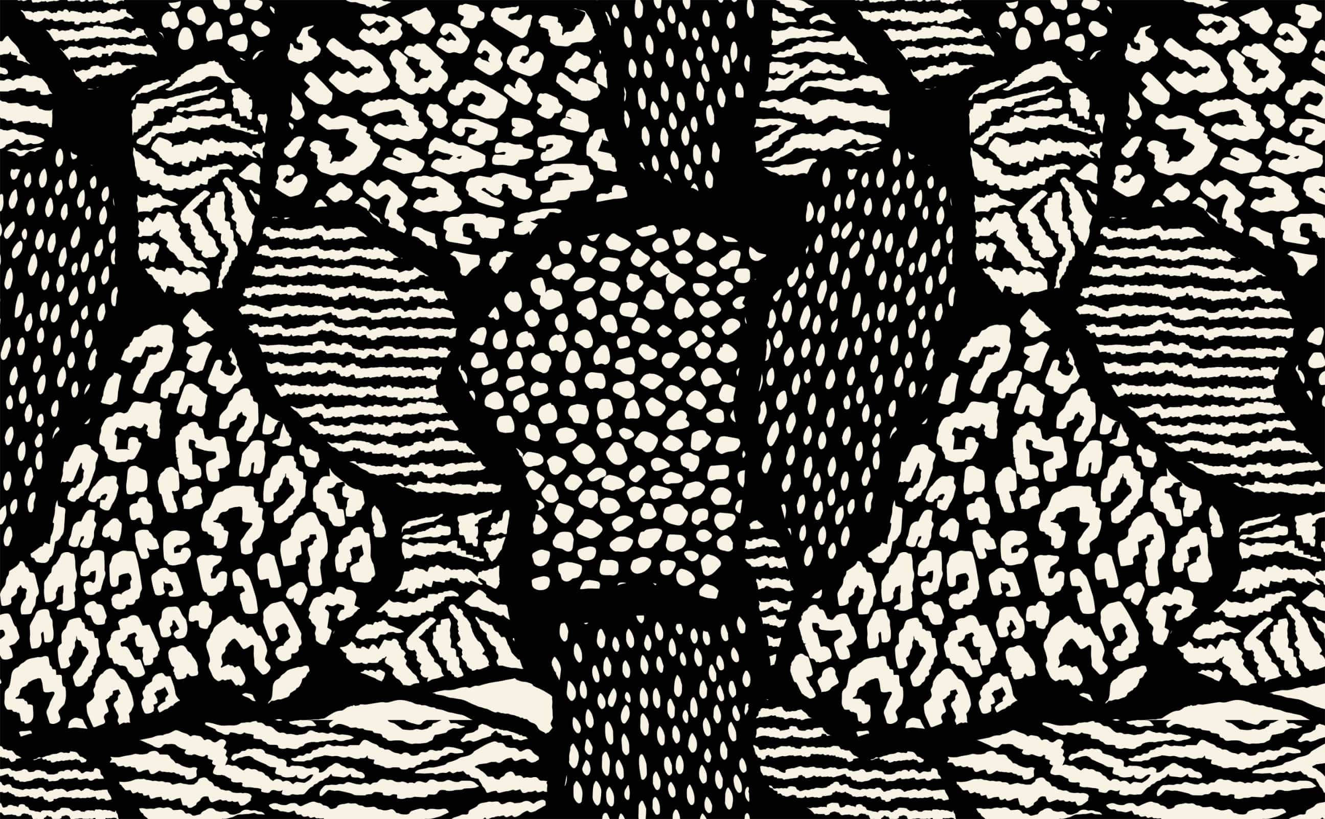 leopard print, black and white, abstract pattern, 2K Desktop Wallpaper