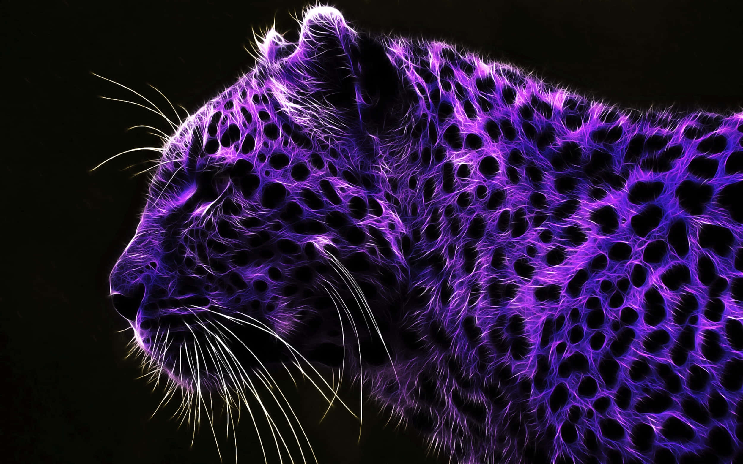 Purple Landscape Cool Jungle Leopard, glowing purple leopard, electric fur, Full HD Desktop Wallpaper