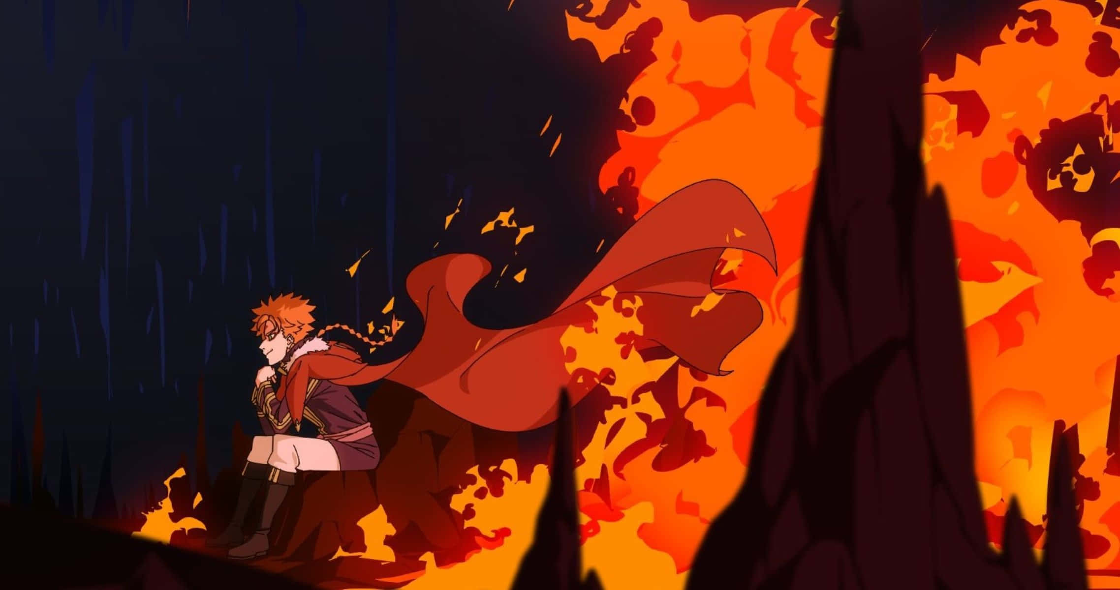 Leopold Vermillion, fiery orange hair, volcanic eruption, Full HD Desktop Wallpaper