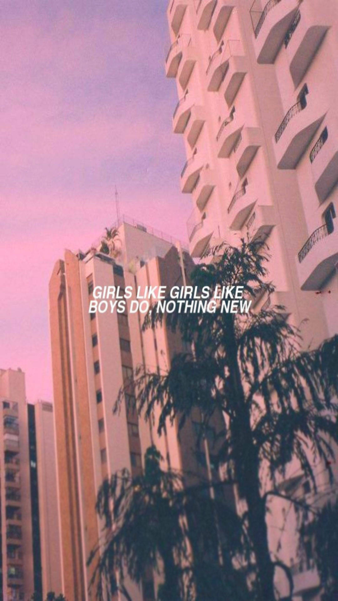 Lesbian Aesthetic, pink sky, dark tree silhouettes, Full HD Phone Wallpaper