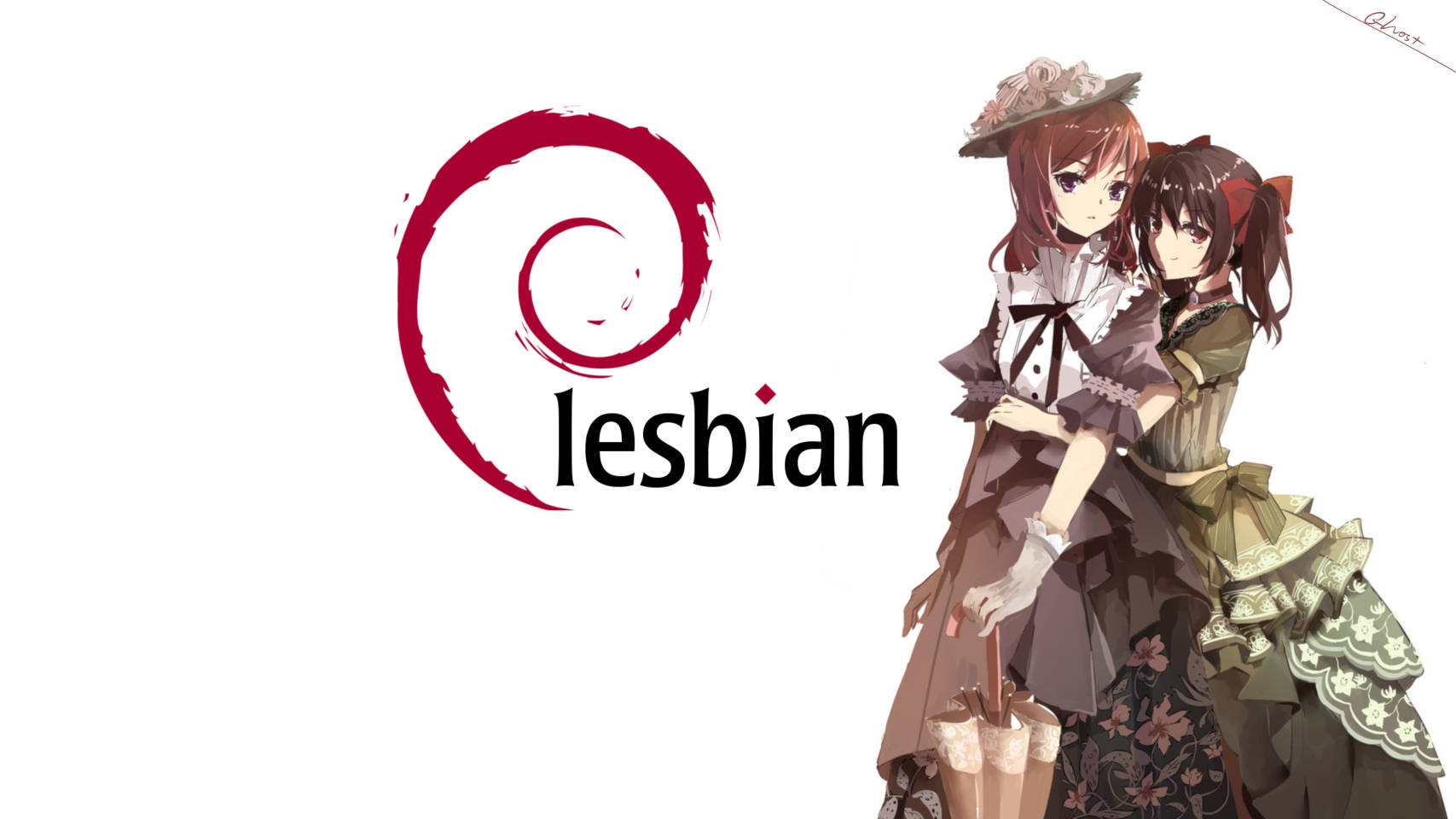 vintage dresses, red spiral logo, word lesbian, HD Desktop Wallpaper