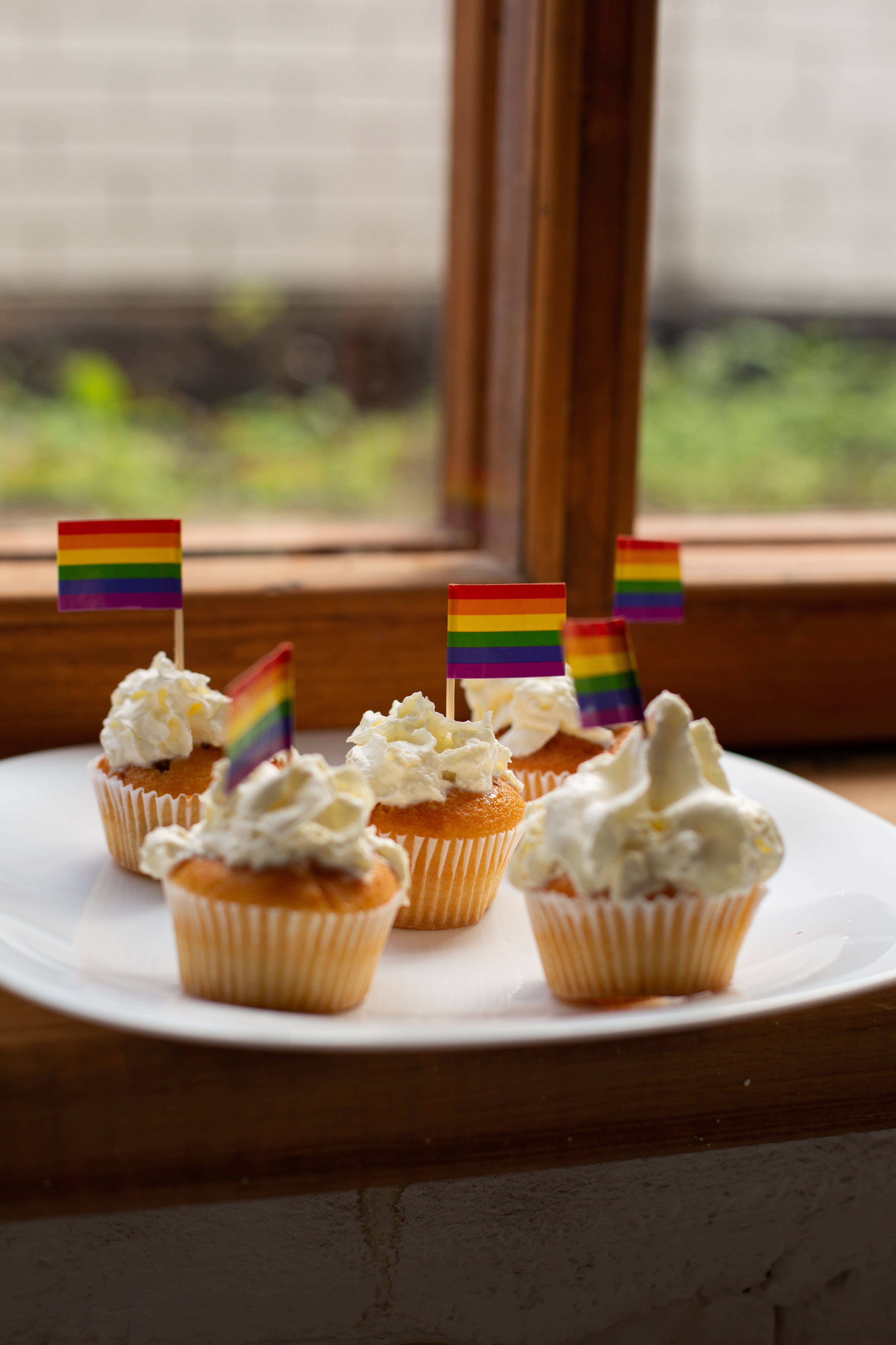 lesbian flag, rainbow flag, white frosting, 5K Phone Wallpaper