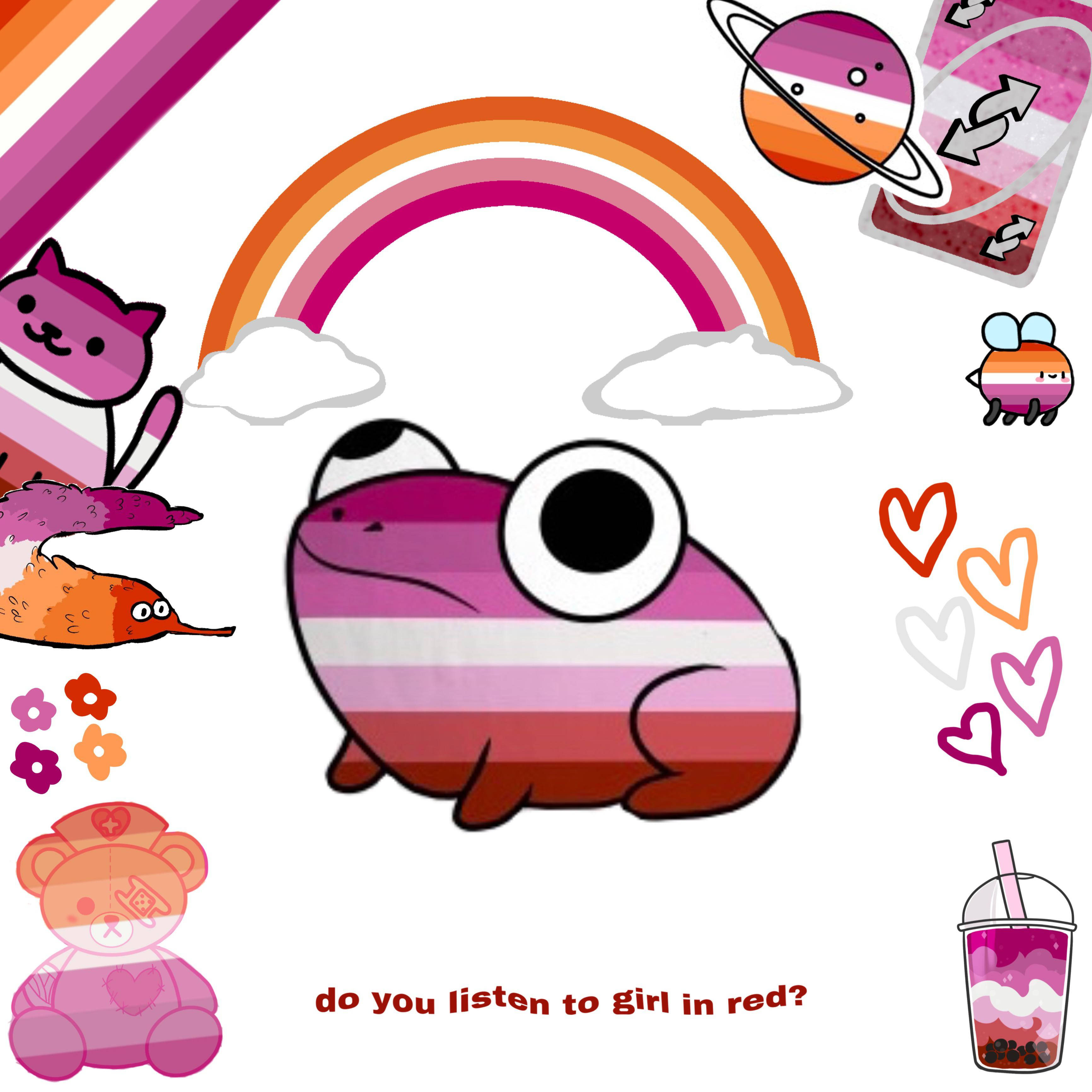lesbian flag, rainbow, pink striped frog, 2K Desktop Wallpaper