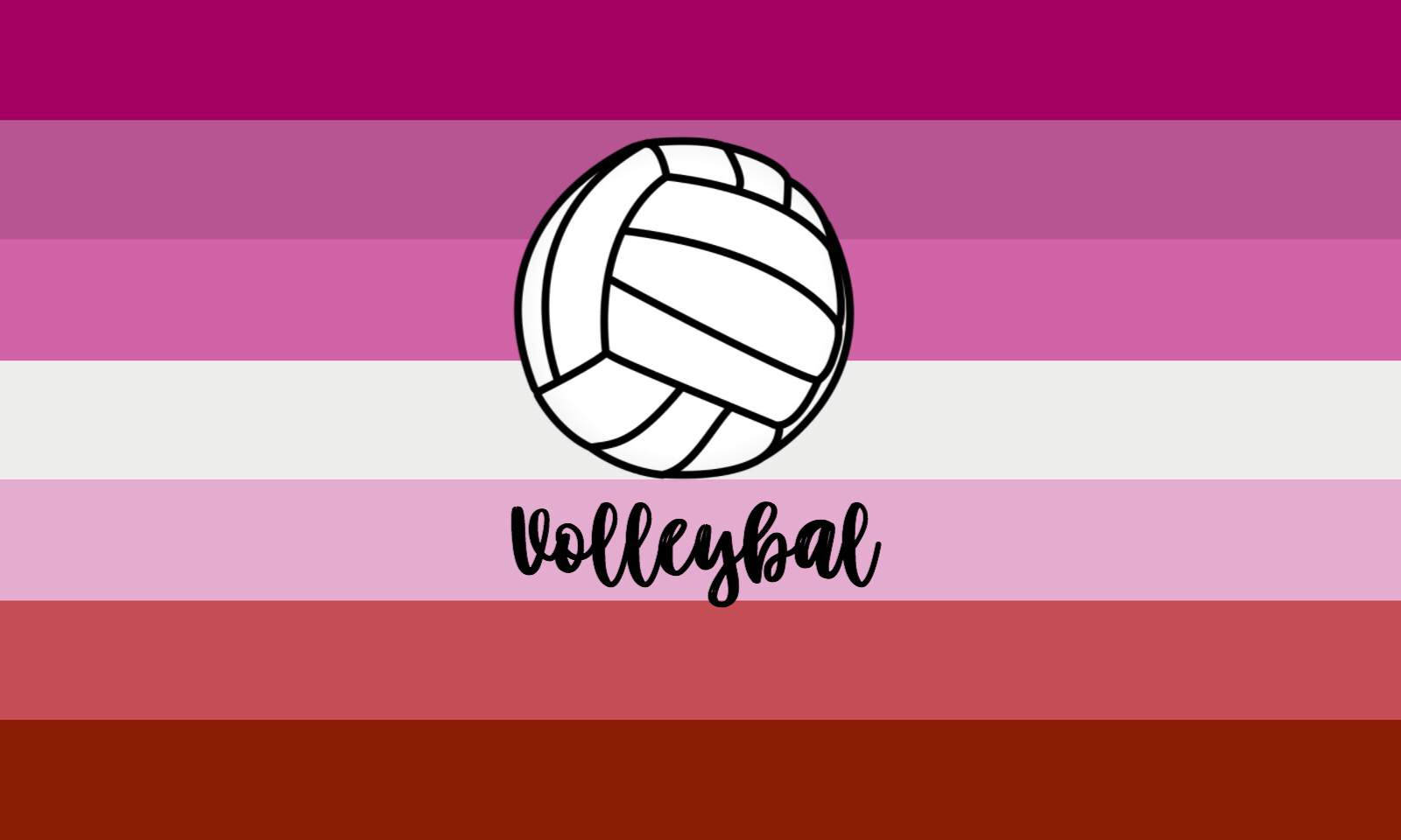 Lesbian flag, pink to red striped background, white volleyball, HD Desktop Wallpaper