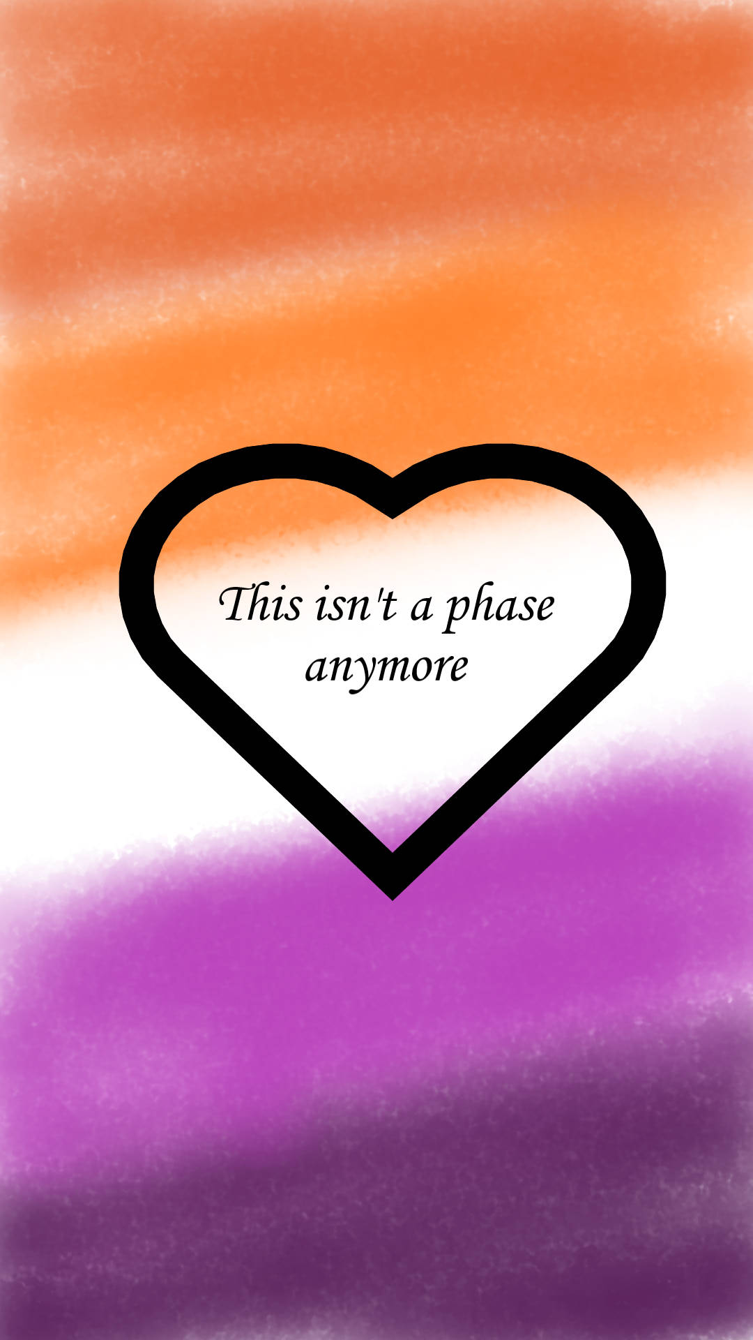 lesbian flag, black heart outline, orange and purple, Full HD Phone Wallpaper