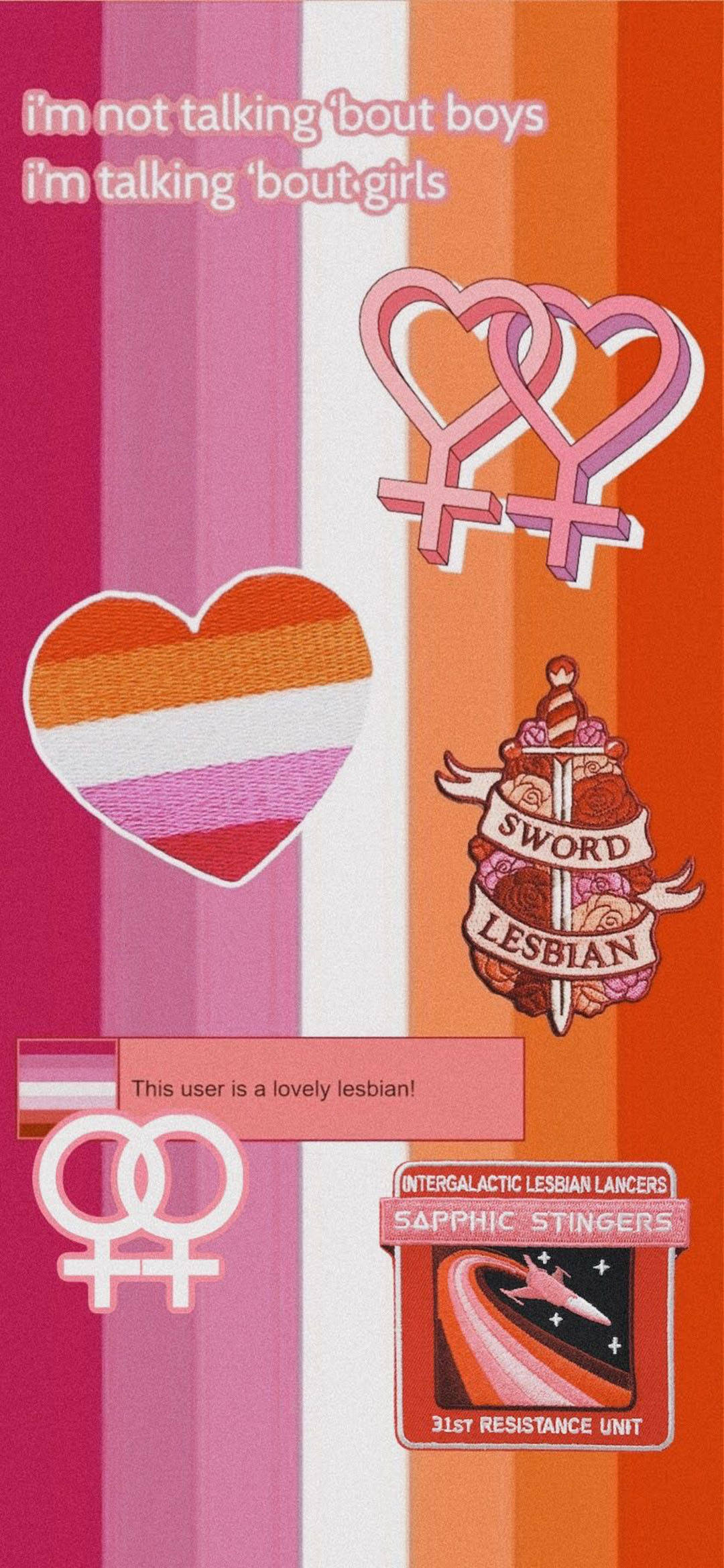 lesbian pride symbols, pink, orange, Full HD Phone Wallpaper