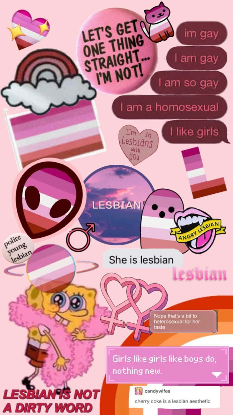 Prideful Lesbian Collage P F P, vibrant pink, cartoon characters, HD Phone Wallpaper