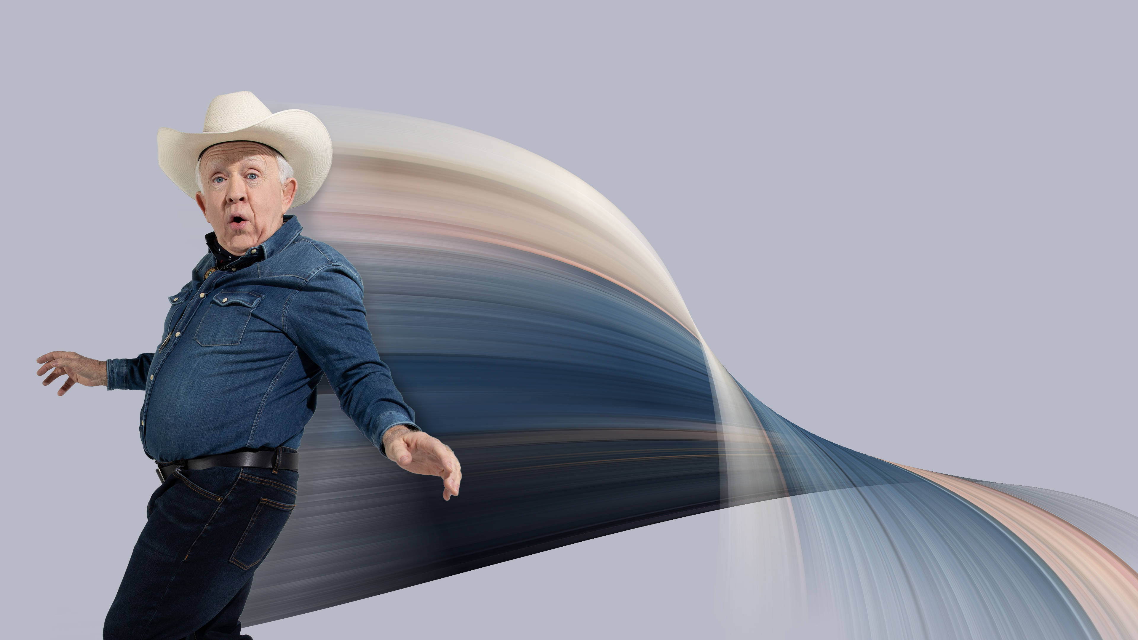 Leslie Jordan, cowboy hat, denim jacket, 4K Desktop Wallpaper