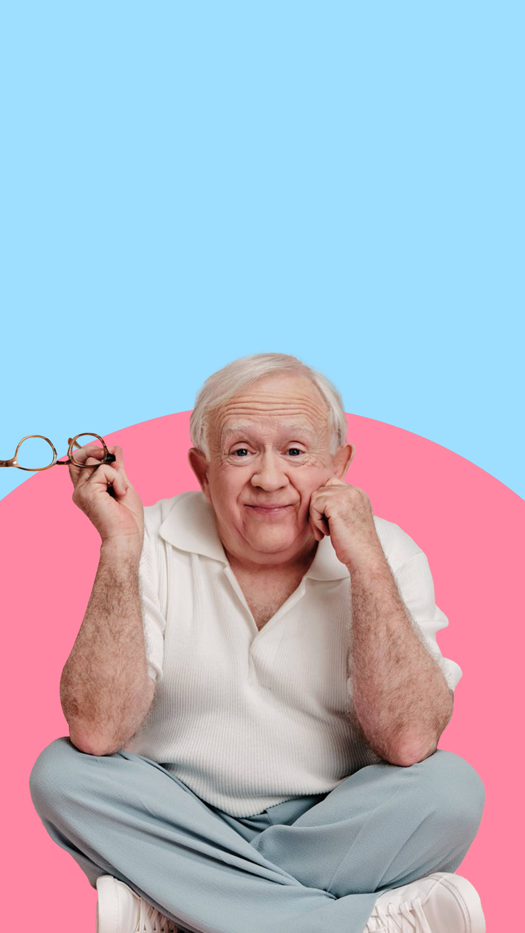 Leslie Jordan, glasses, blue, 4K Phone Wallpaper