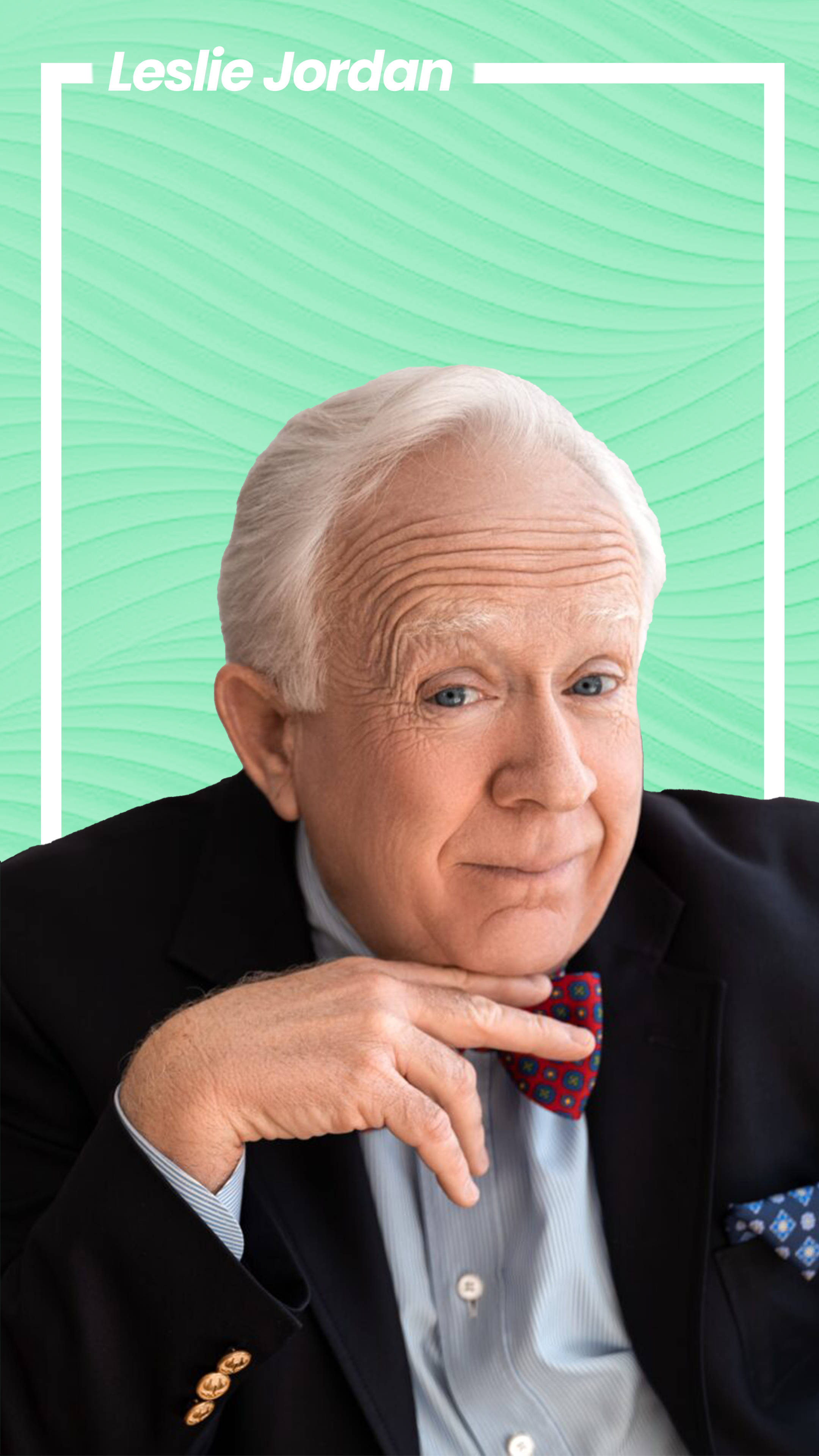 Leslie Jordan, sharp suit, patterned bow tie, 4K Phone Wallpaper