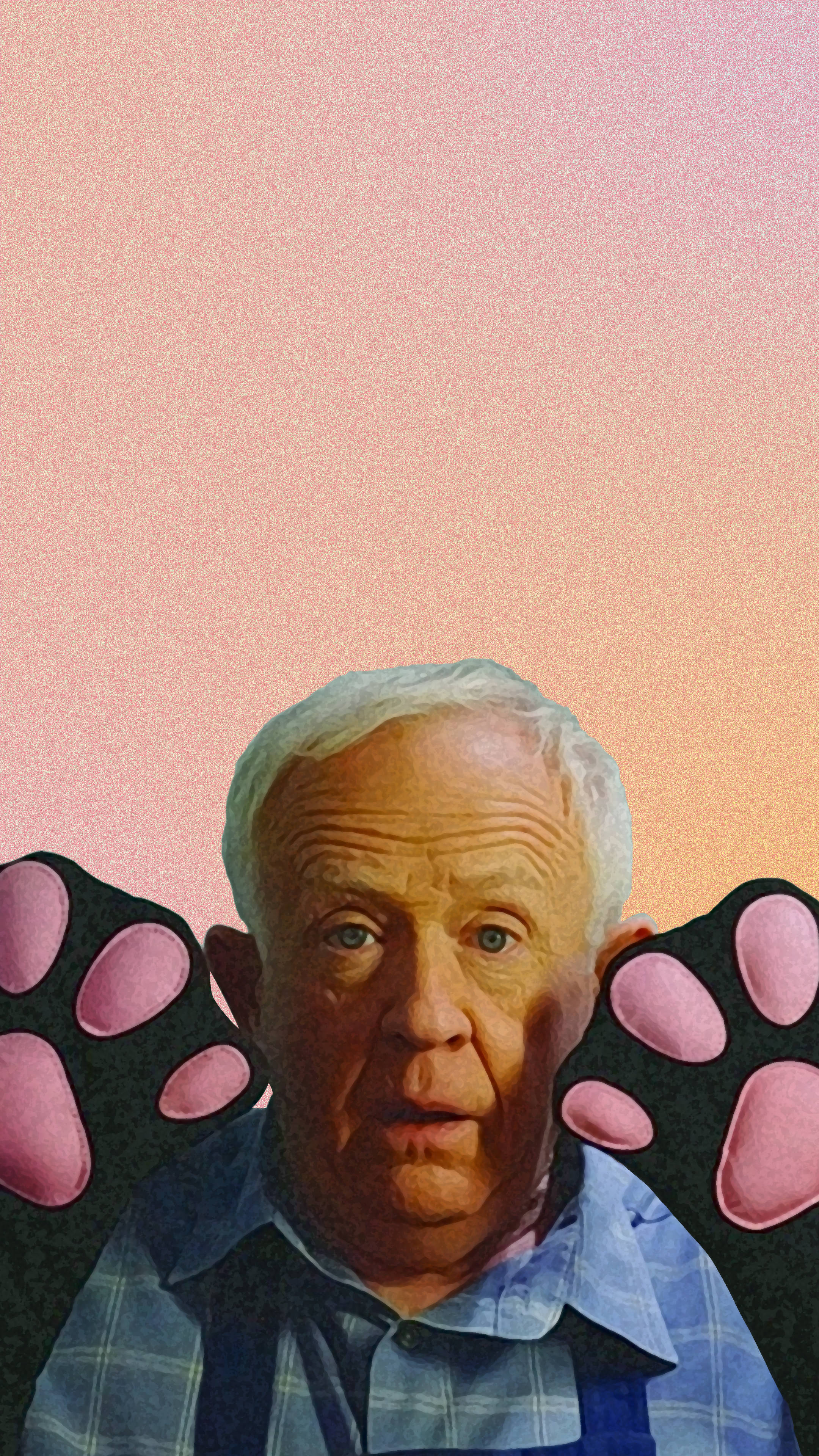 Leslie Jordan, pink paw prints, white hair, 4K Phone Wallpaper