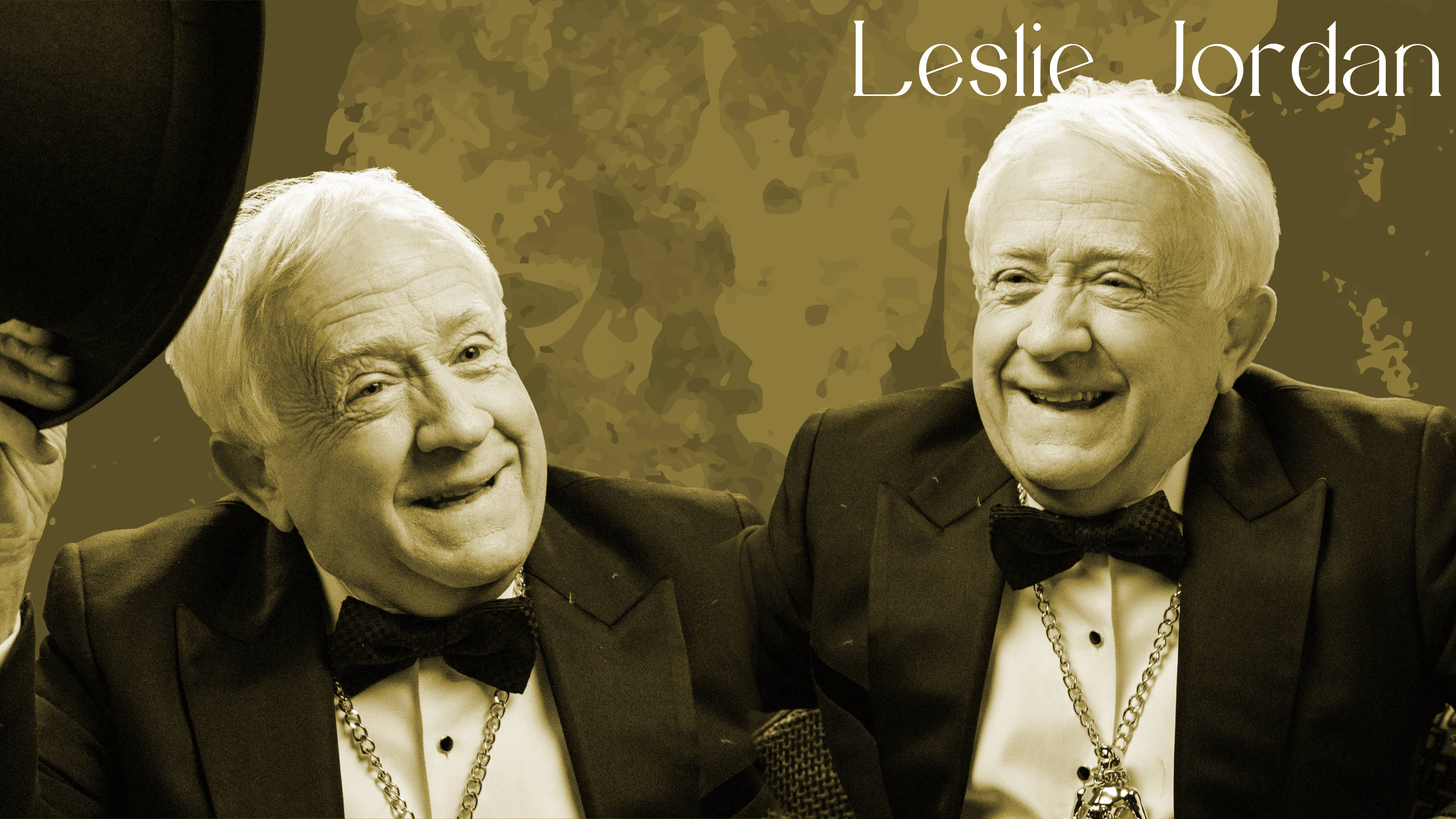 Leslie Jordan, tuxedo, khaki tone, 4K Desktop Wallpaper