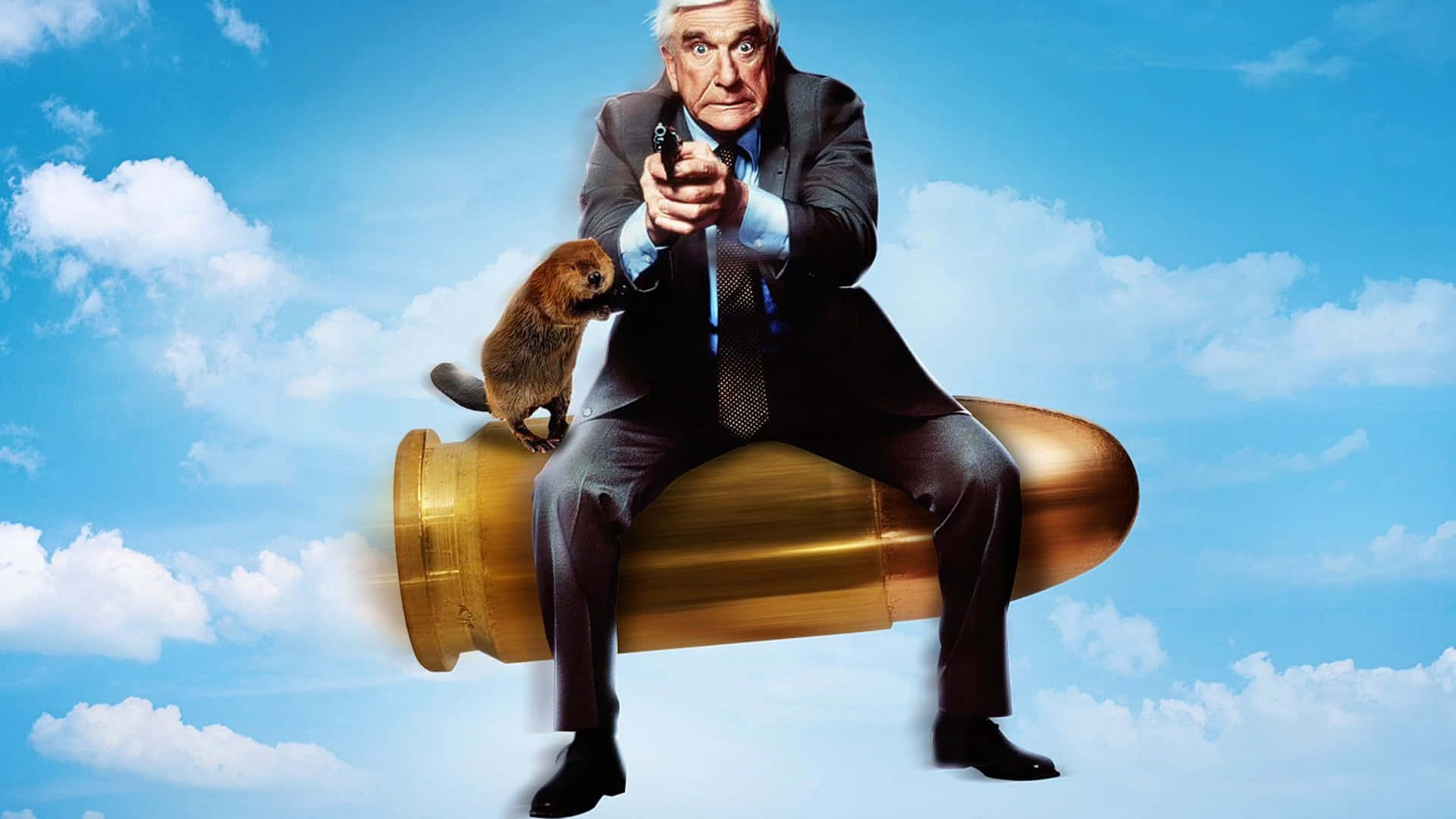 Leslie Nielsen, golden bullet, suit, Full HD Desktop Wallpaper