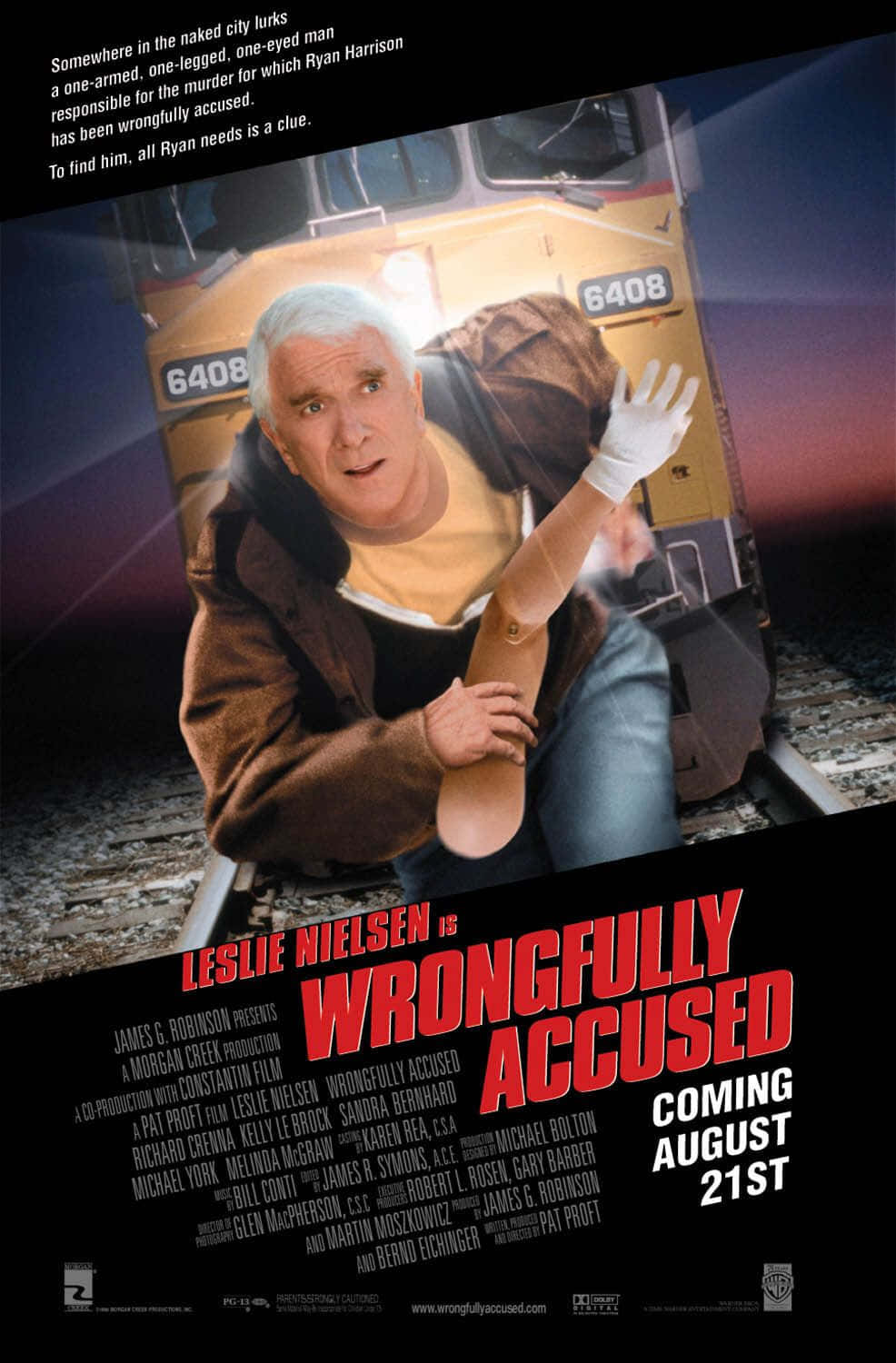 Leslie Nielsen, comedic thriller poster, train, HD Phone Wallpaper