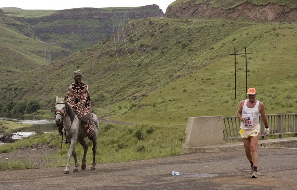 Lesotho, horseback rider, rural road, SD Desktop Wallpaper