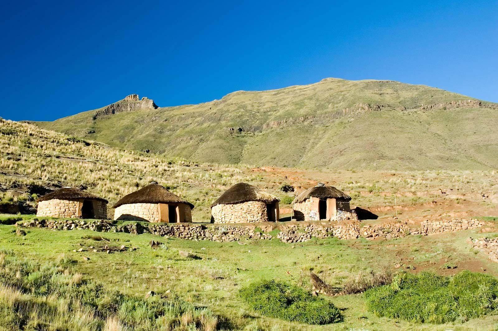 Lesotho, stone houses, thatched-roof, HD Desktop Wallpaper