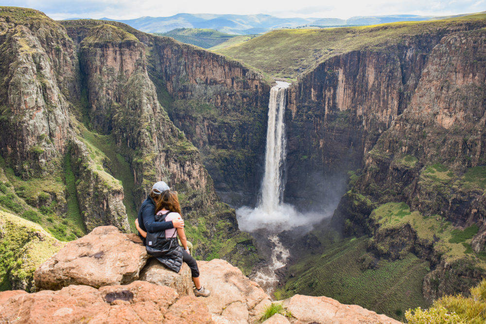 Lesotho, waterfalls, cliff edge, SD Desktop Wallpaper