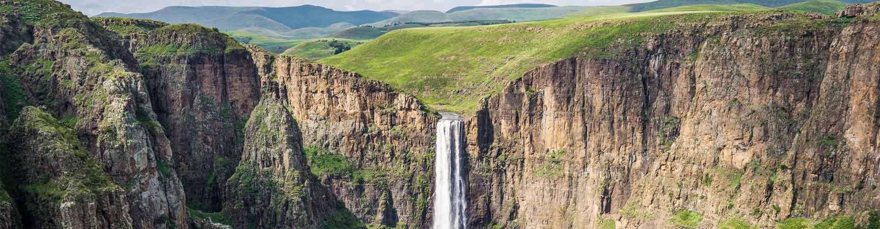 Lesotho, waterfall, rugged cliff, HD Desktop Wallpaper