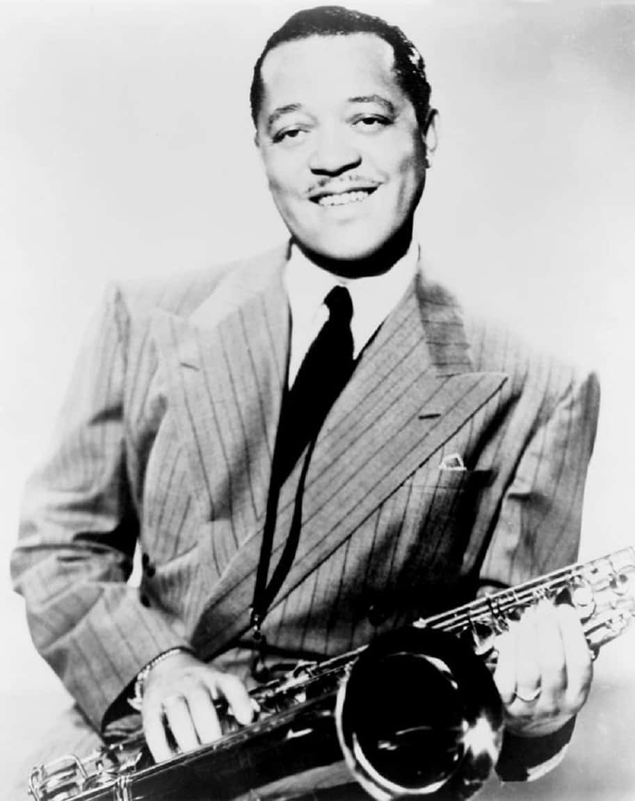 Lester Young, saxophone, pinstripe suit, SD Phone Wallpaper