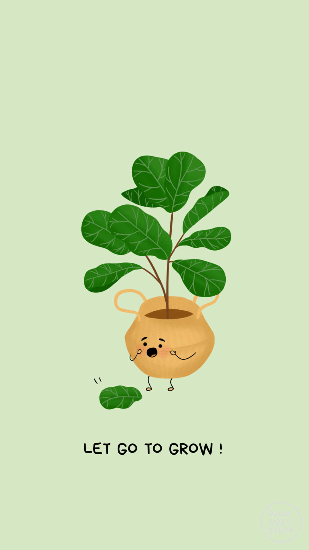 Let Go, cartoon plant, smiling pot, Full HD Phone Wallpaper