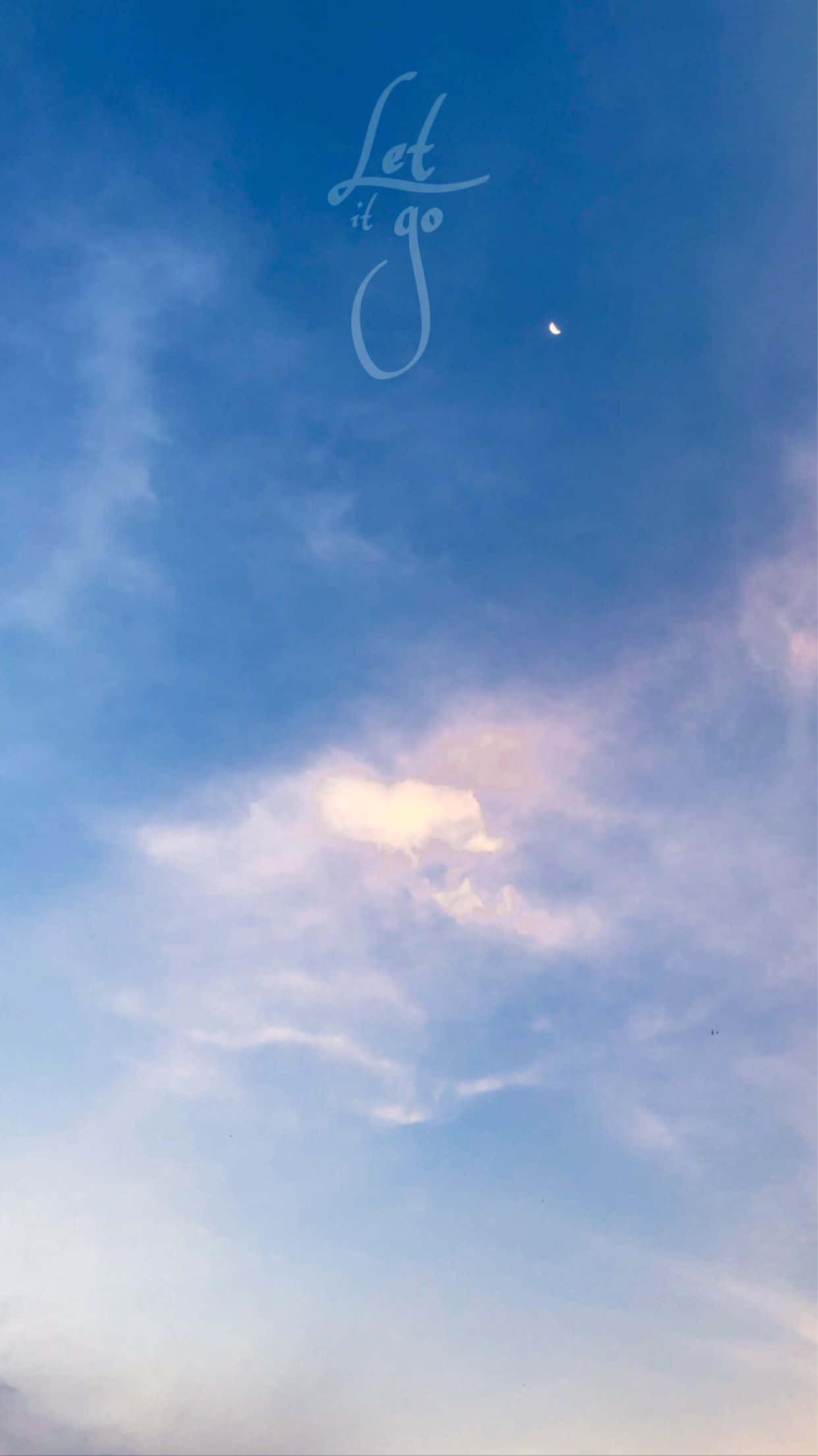 twilight sky, pink and blue clouds, crescent moon, Full HD Phone Wallpaper
