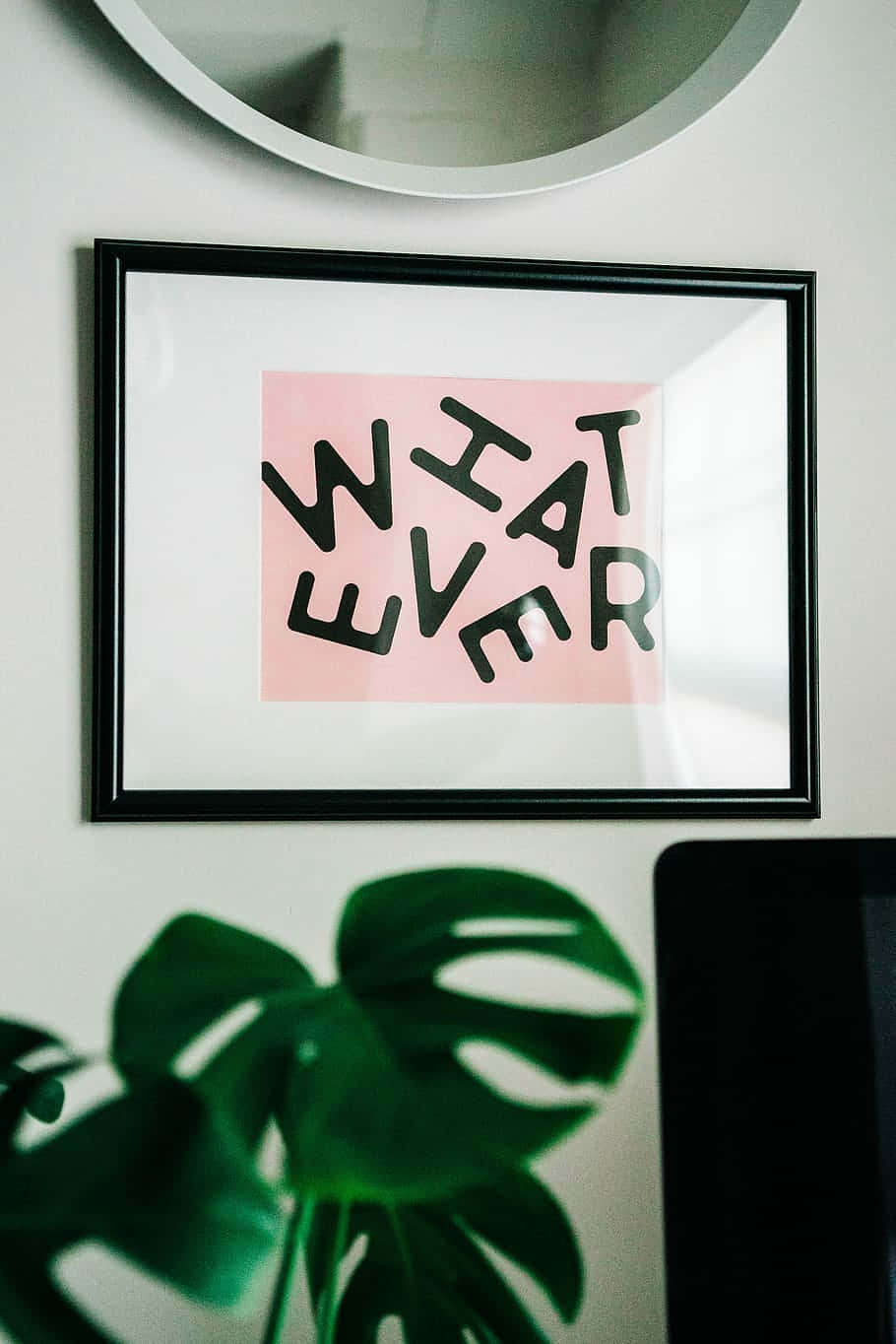 WHAT EVER, pink, white wall, HD Phone Wallpaper
