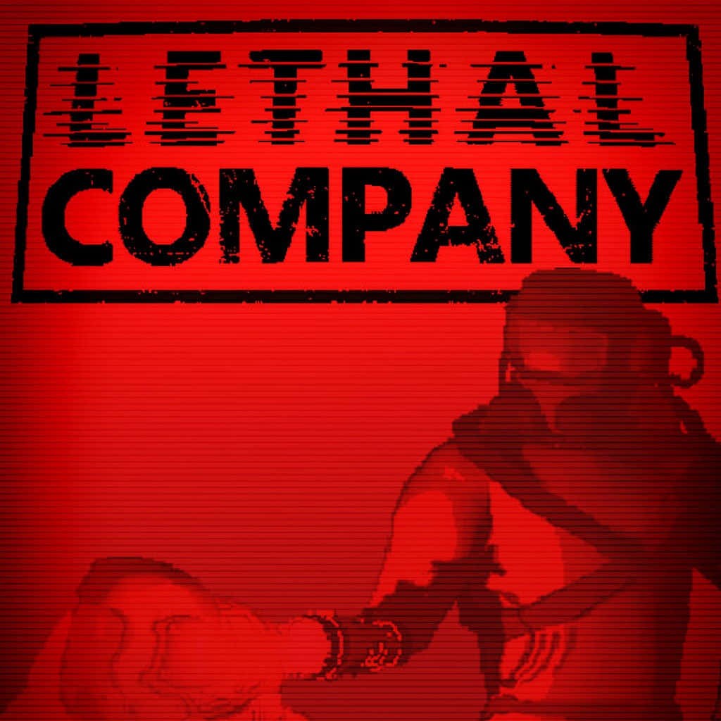 Lethal Company, red-tinted logo, glitchy font, SD Desktop Wallpaper