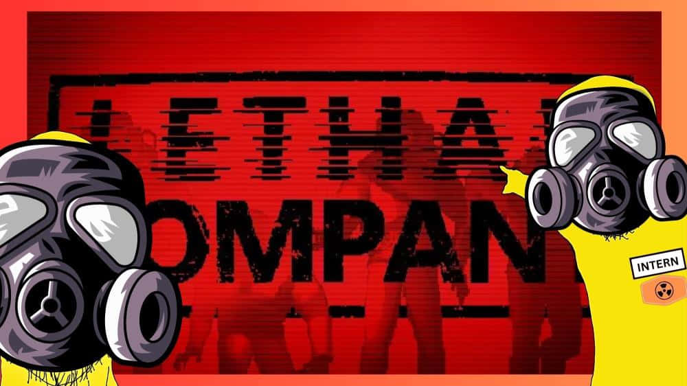 Lethal Company, yellow hazmat suits, gas masks, SD Desktop Wallpaper