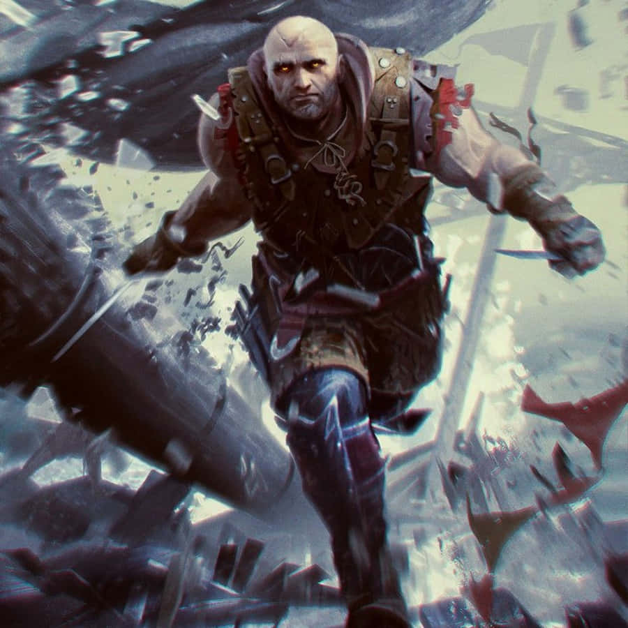 Letho Of Gulet, glowing red eyes, shattered debris, SD Desktop Wallpaper