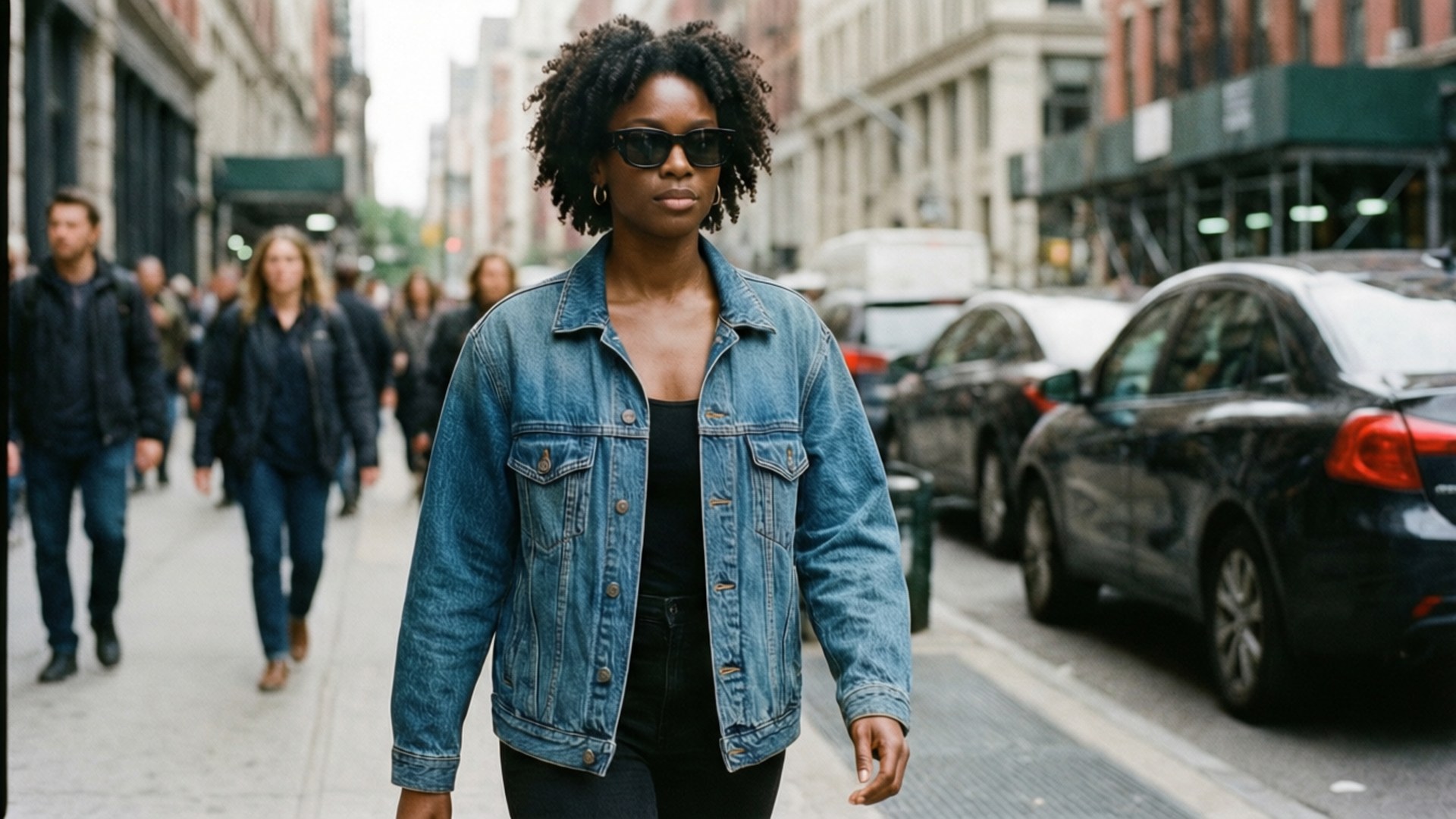 Letitia Wright, denim jacket, sunglasses, Full HD Desktop Wallpaper