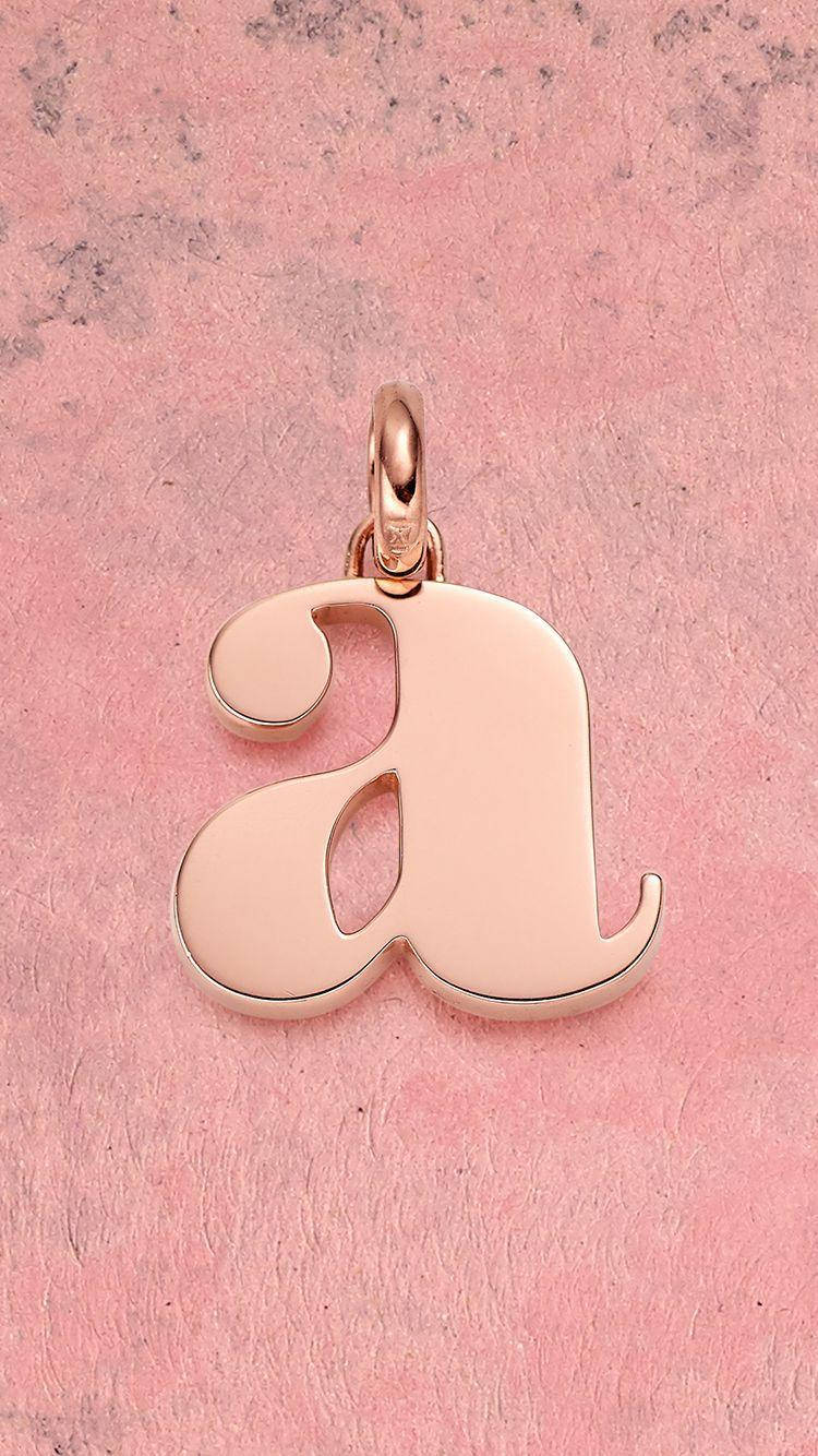 lowercase 'a', rose gold, pink surface, HD Phone Wallpaper