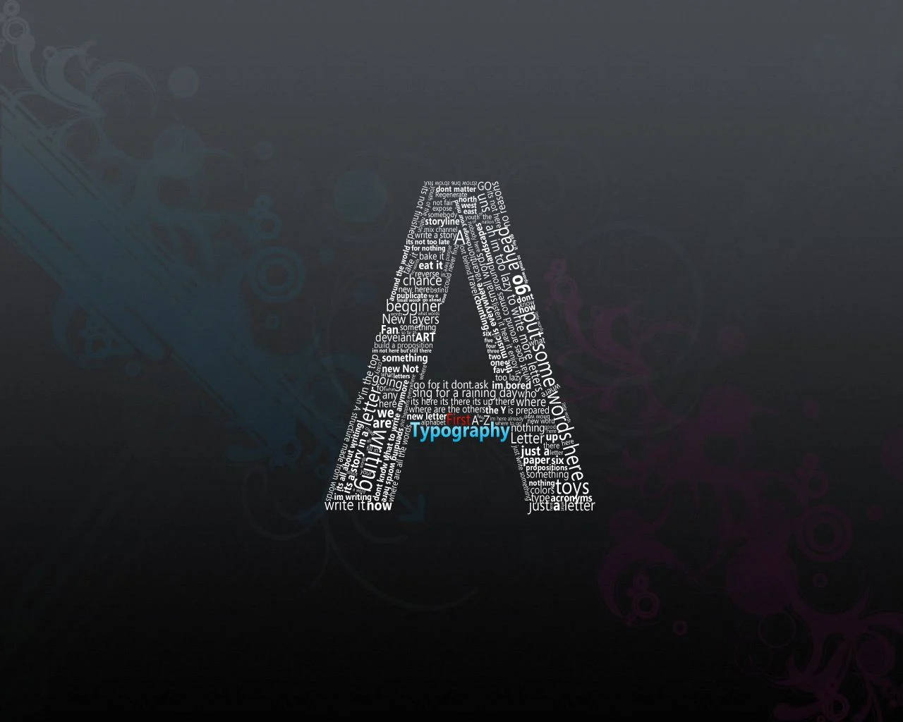 Letter A, typography, dark gradient background, HD Desktop Wallpaper