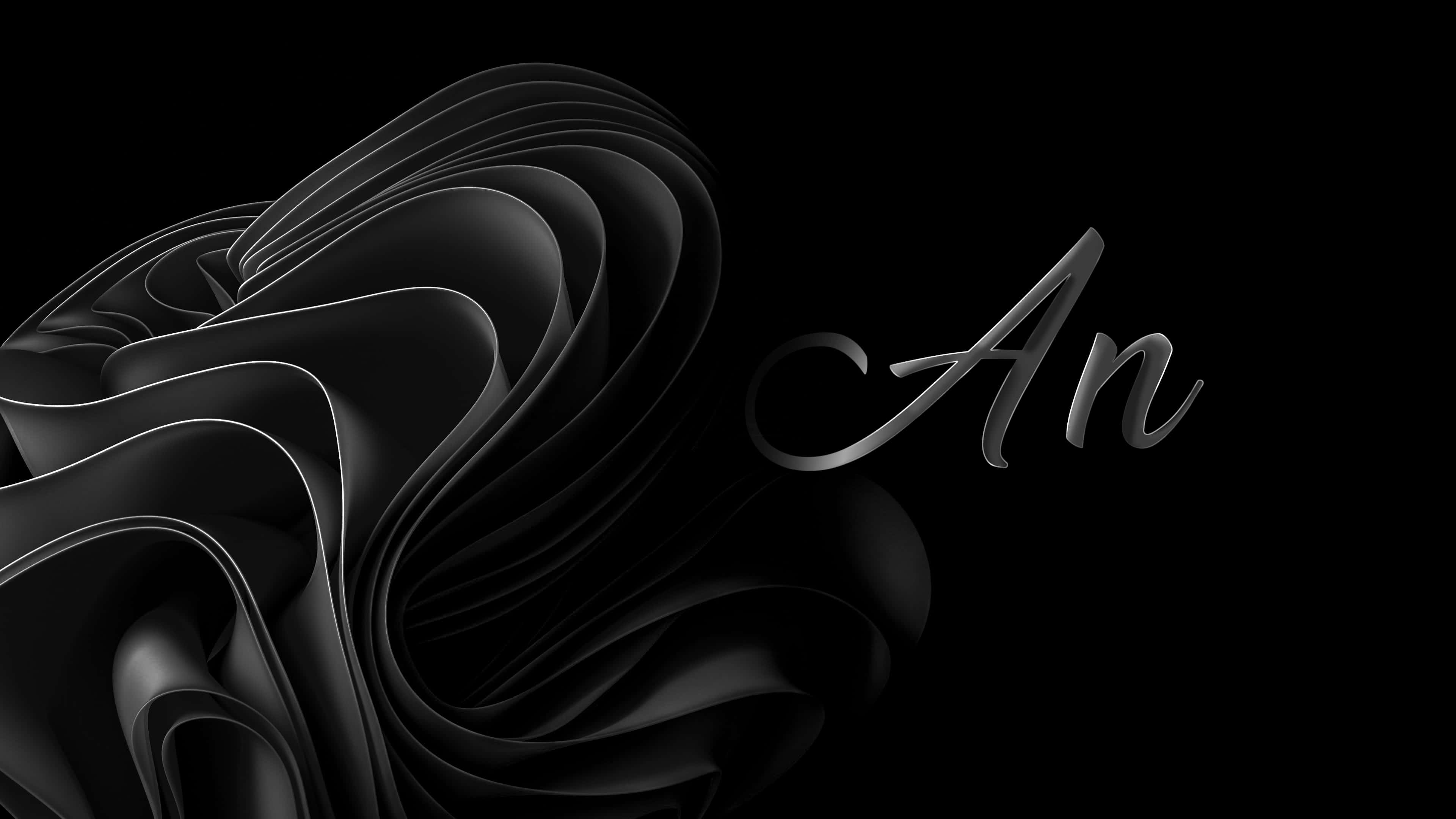 An, black metallic swirls, deep black background, 4K Desktop Wallpaper