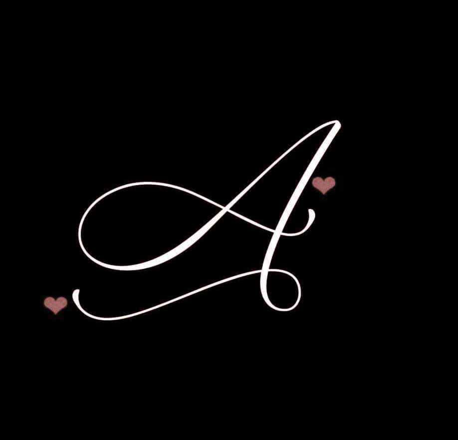WhatsApp DP Letter A, white cursive letter A, pink hearts, SD Desktop Wallpaper