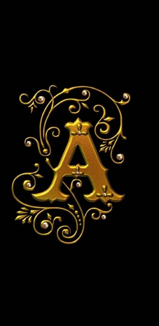 gold, ornate letter A, swirls, HD Phone Wallpaper