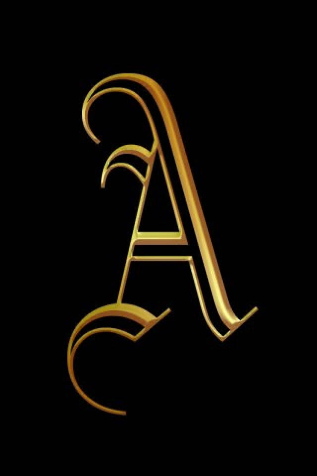golden capital alphabet letter a, ornate letter a, elegant swirls, SD Phone Wallpaper