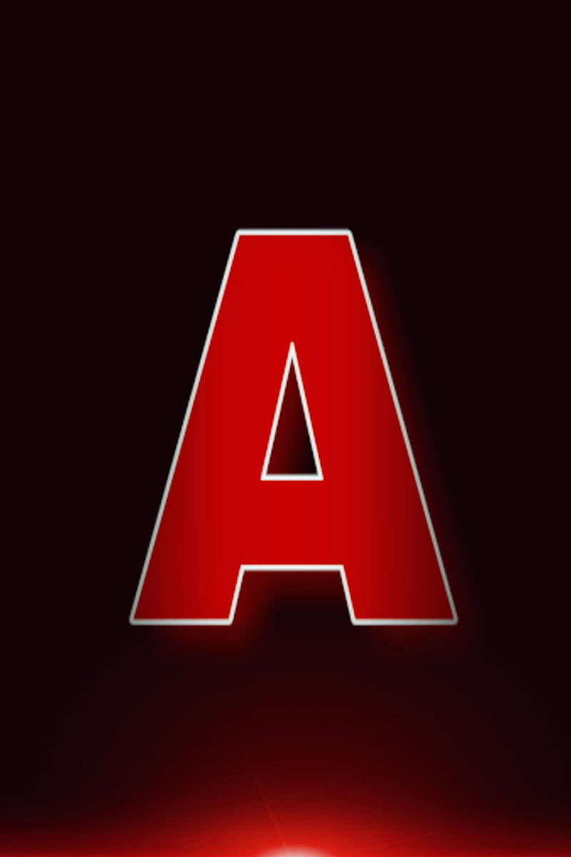 Red Letter A, white outline, dark background, SD Phone Wallpaper