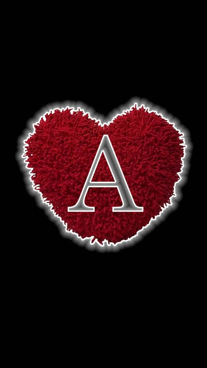 Capital Alphabet Letter A, red heart, silver, HD Phone Wallpaper