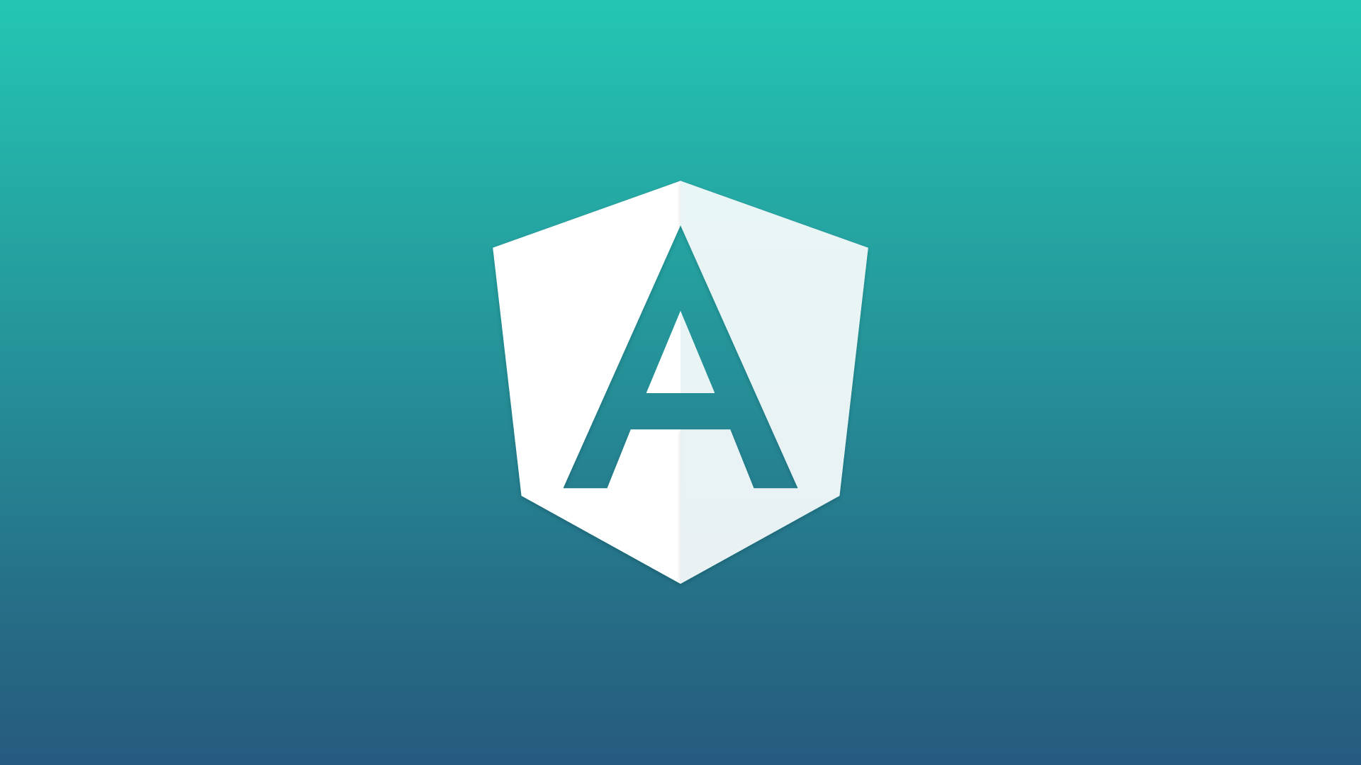 white hexagonal logo, teal letter A, gradient teal background, Full HD Desktop Wallpaper