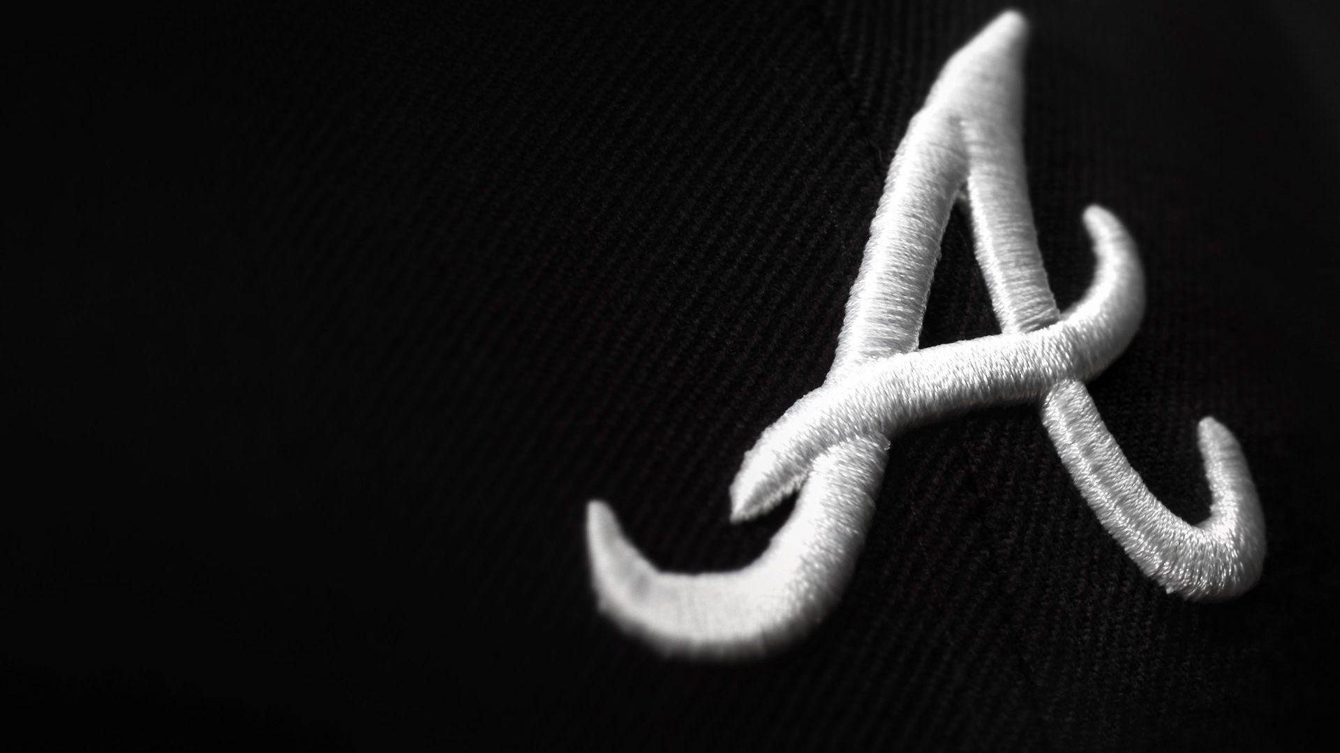 white embroidered letter A, black fabric, textured stitching, Full HD Desktop Wallpaper