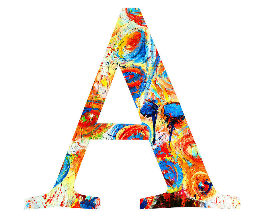 Colorful Capital Alphabet Letter A, swirling paint splatters, bold colors, SD Desktop Wallpaper