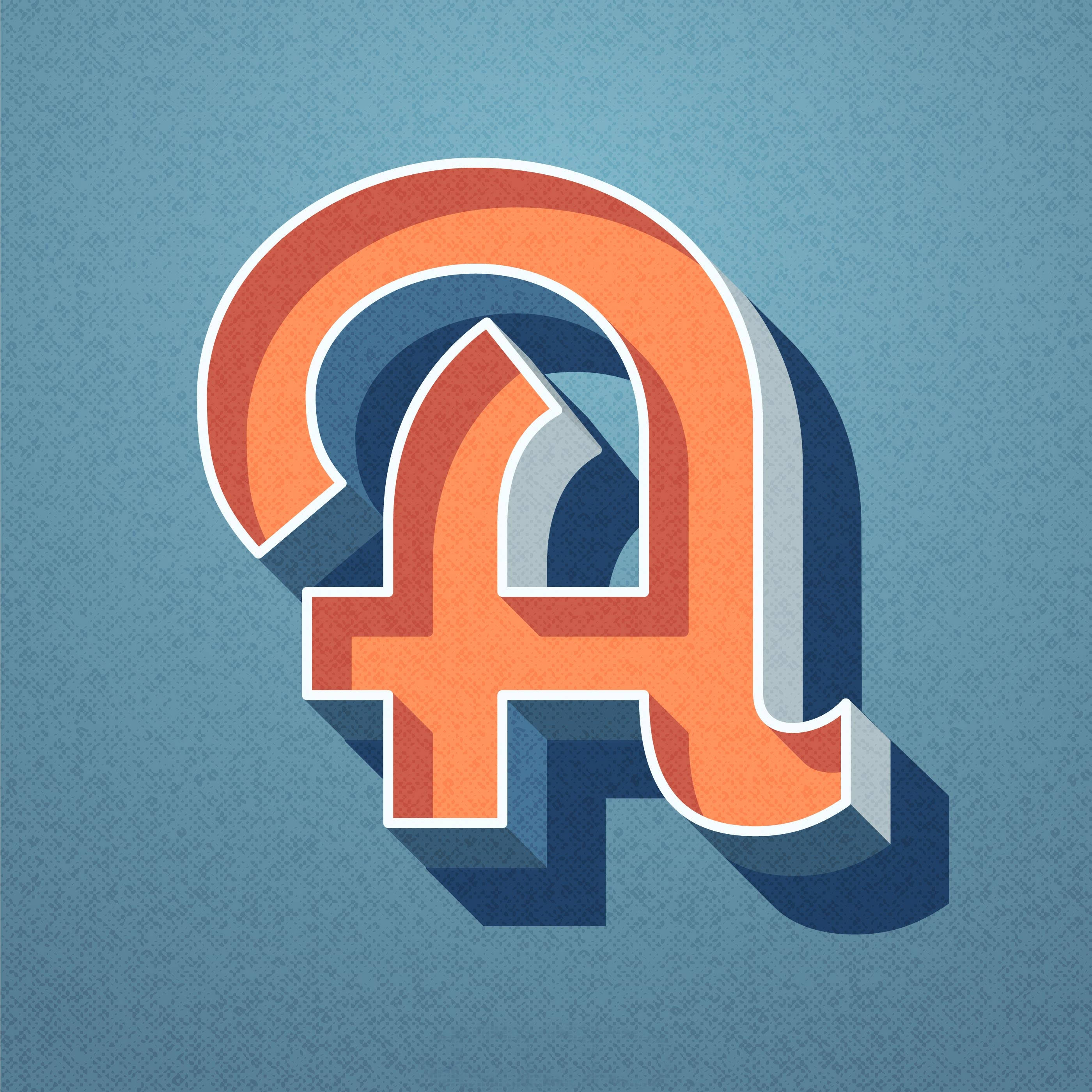 Three Dimensional Capital Alphabet Letter A, orange, white outline, 2K Desktop Wallpaper