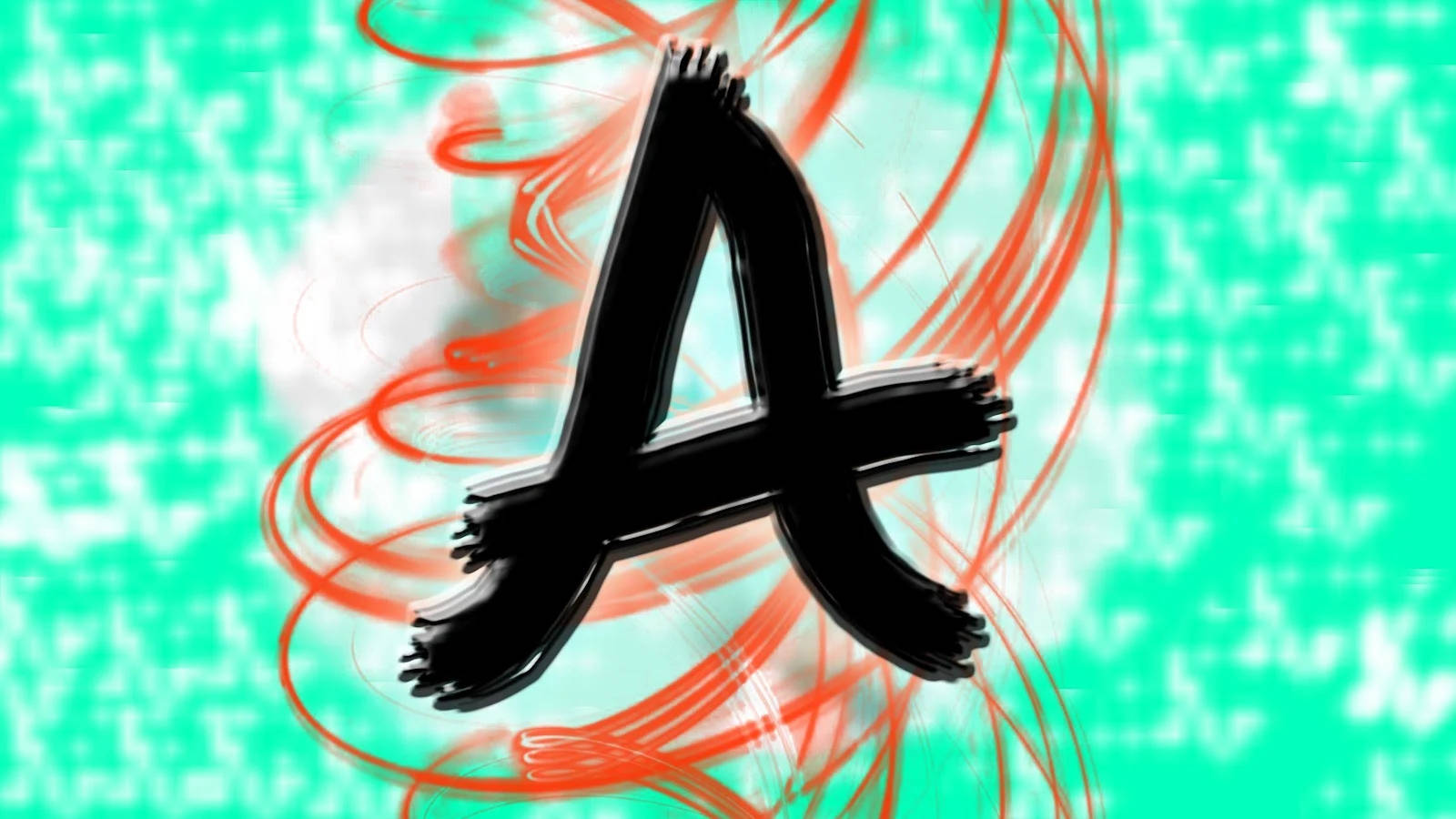Letter A, spiral orange line, black, HD Desktop Wallpaper