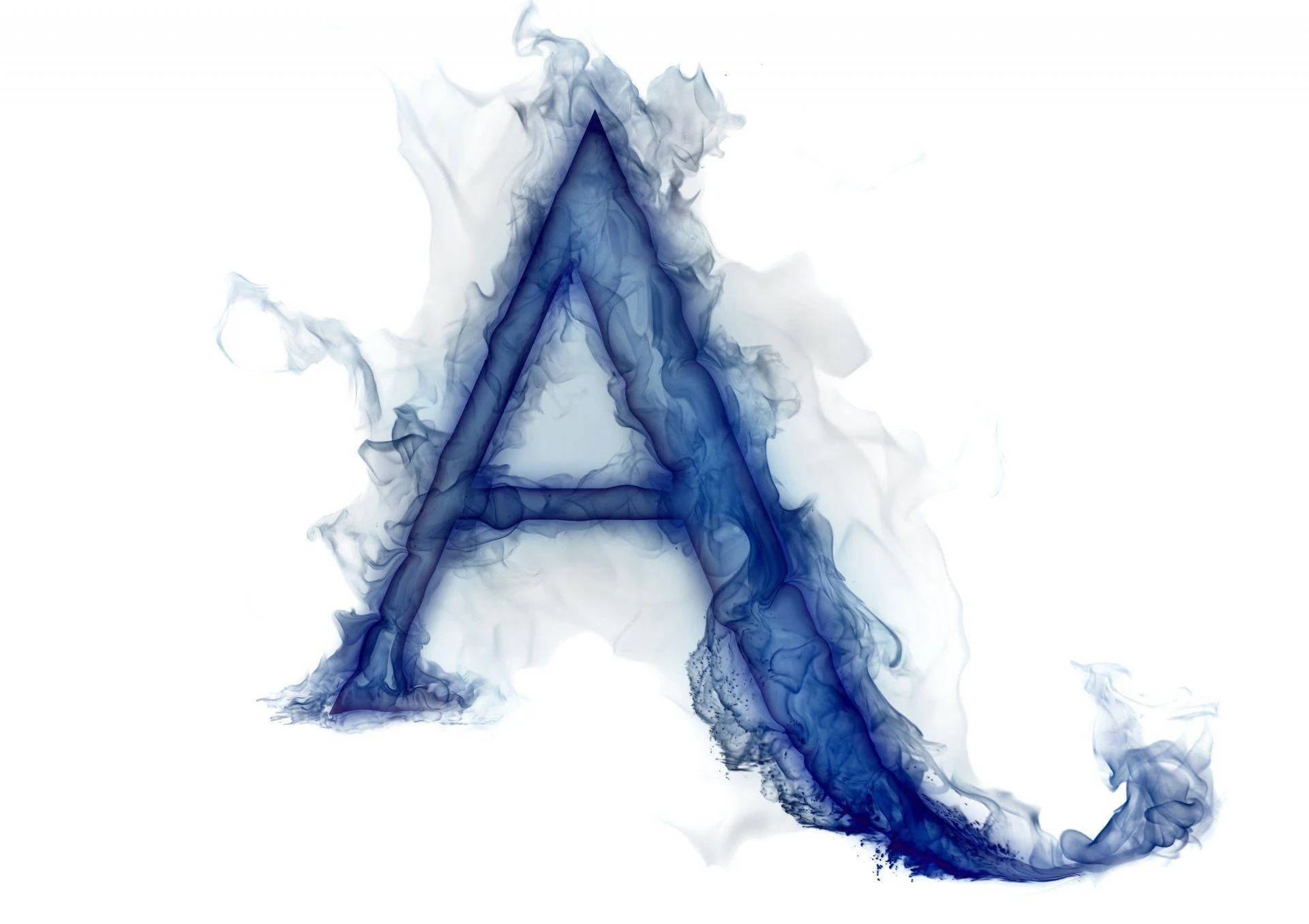 Capital Alphabet Letter A, blue smoke, white smoke, Full HD Desktop Wallpaper