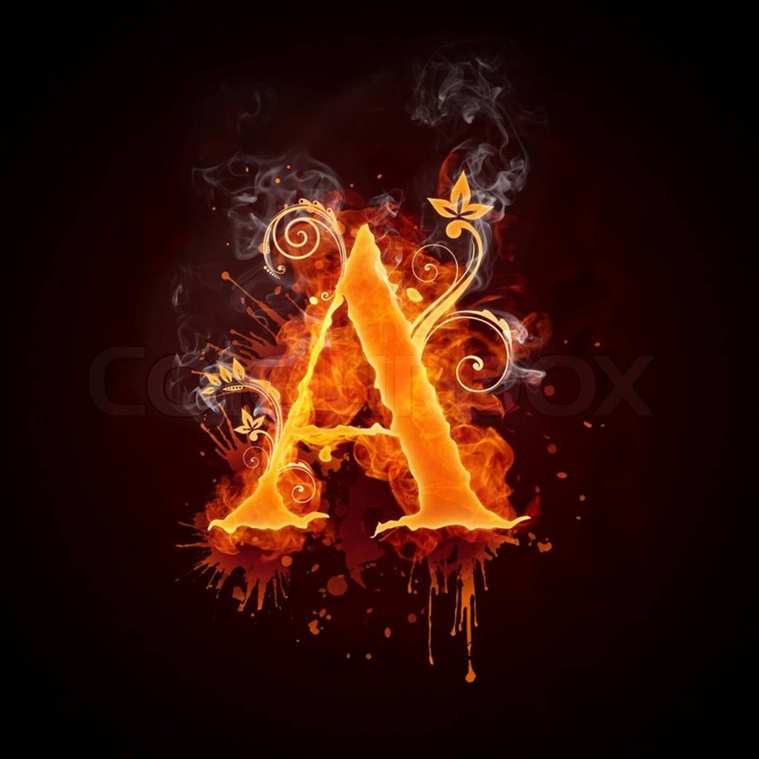 Fire And Smoke Capital Alphabet Letter A, fiery letter A, orange flames, HD Desktop Wallpaper